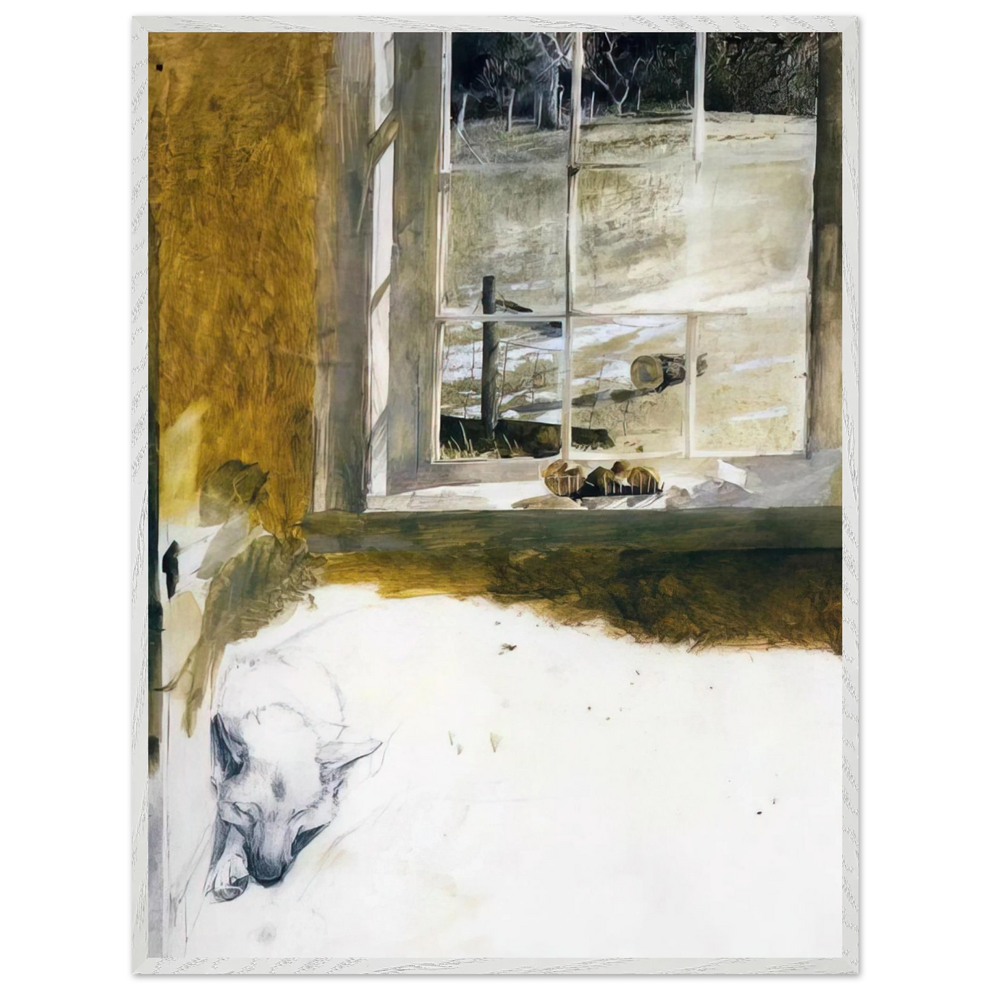 Andrew Wyeth - GROUNDHOG DAY 3 Wall Art - 60x80 cm / 24x32 inches - Premium Wooden Framed Poster With Fine Art Paper-canvas - Black frame