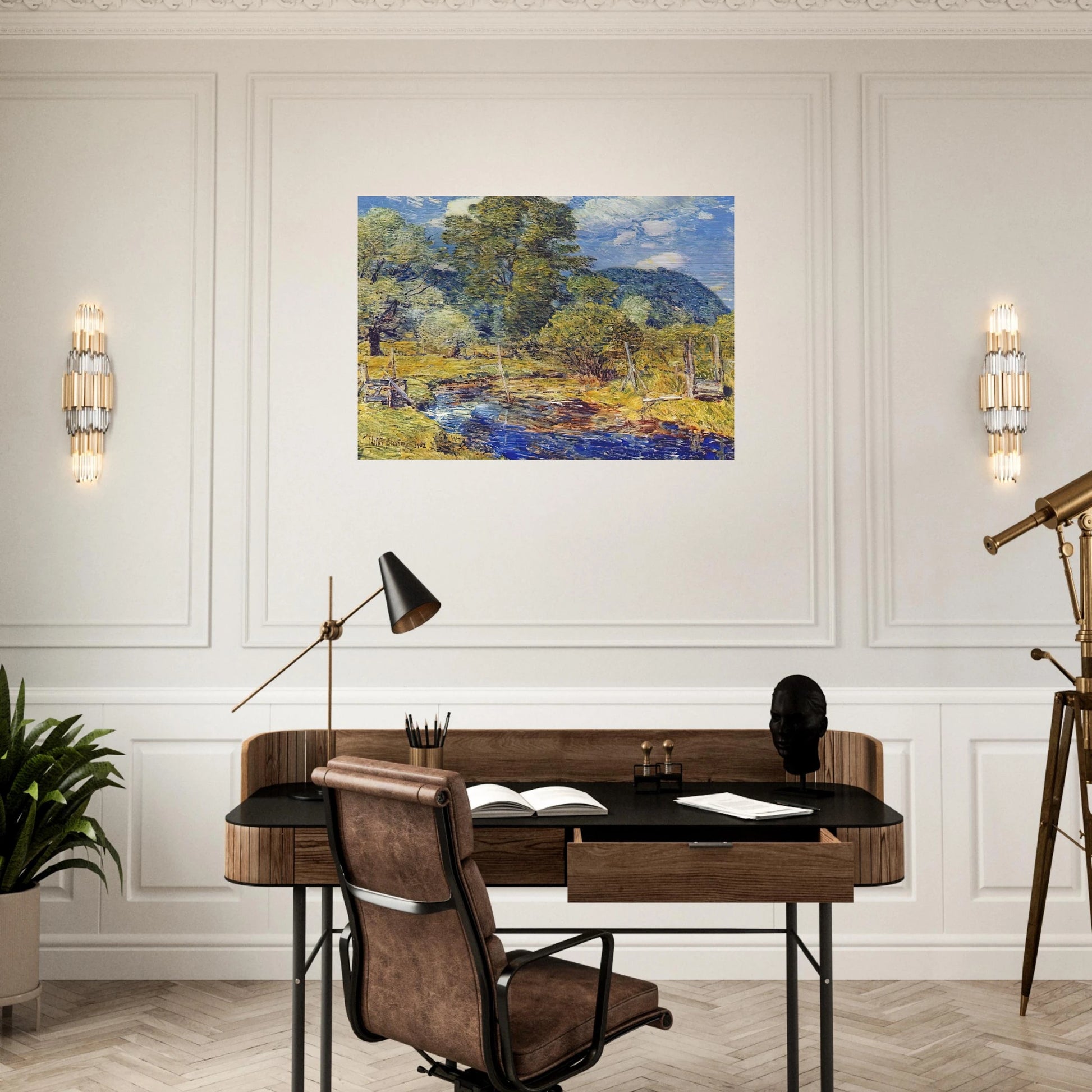 Bedford Hills - Childe Hassam Brushed Aluminum Print - 70x100 cm / 28x40 inches | Childe Hassam Aluminum Print | Childe Hassam Prints