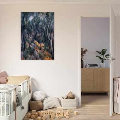 Forest near the rocky caves above the Chateau Noir - Paul Cézanne Brushed Aluminum Print - 70x100 cm / 28x40 inches | Paul Cézanne Aluminum Print | Paul Cézanne Prints