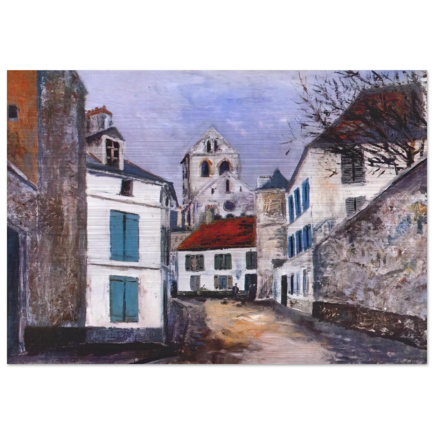 VILLAGE STREET - Maurice Utrillo Brushed Aluminum Print - 70x100 cm / 28x40 inches | Maurice Utrillo Aluminum Print | Maurice Utrillo Prints