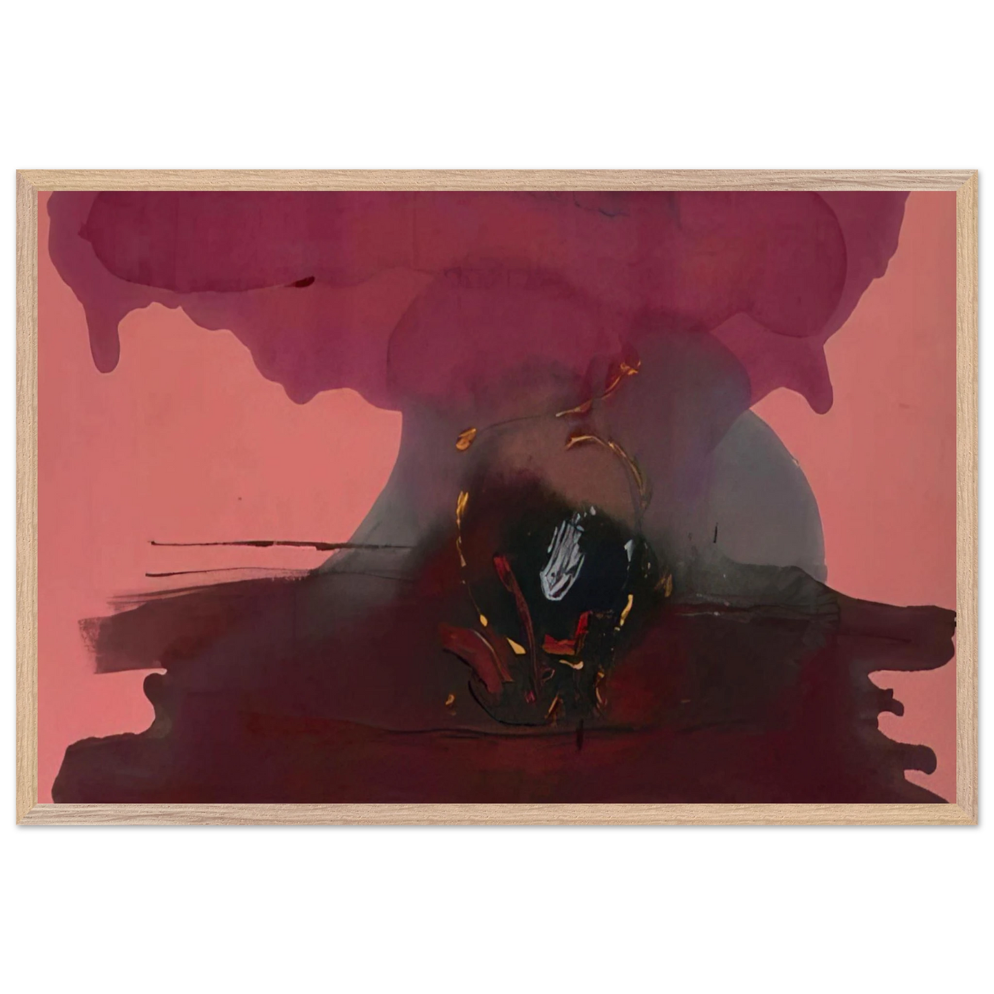 Helen Frankenthaler - Harbinger - 1986 Wall art - 40x40 cm / 16x16 inches - Premium Wooden Framed Poster With Fine Art Paper-canvas - Black frame