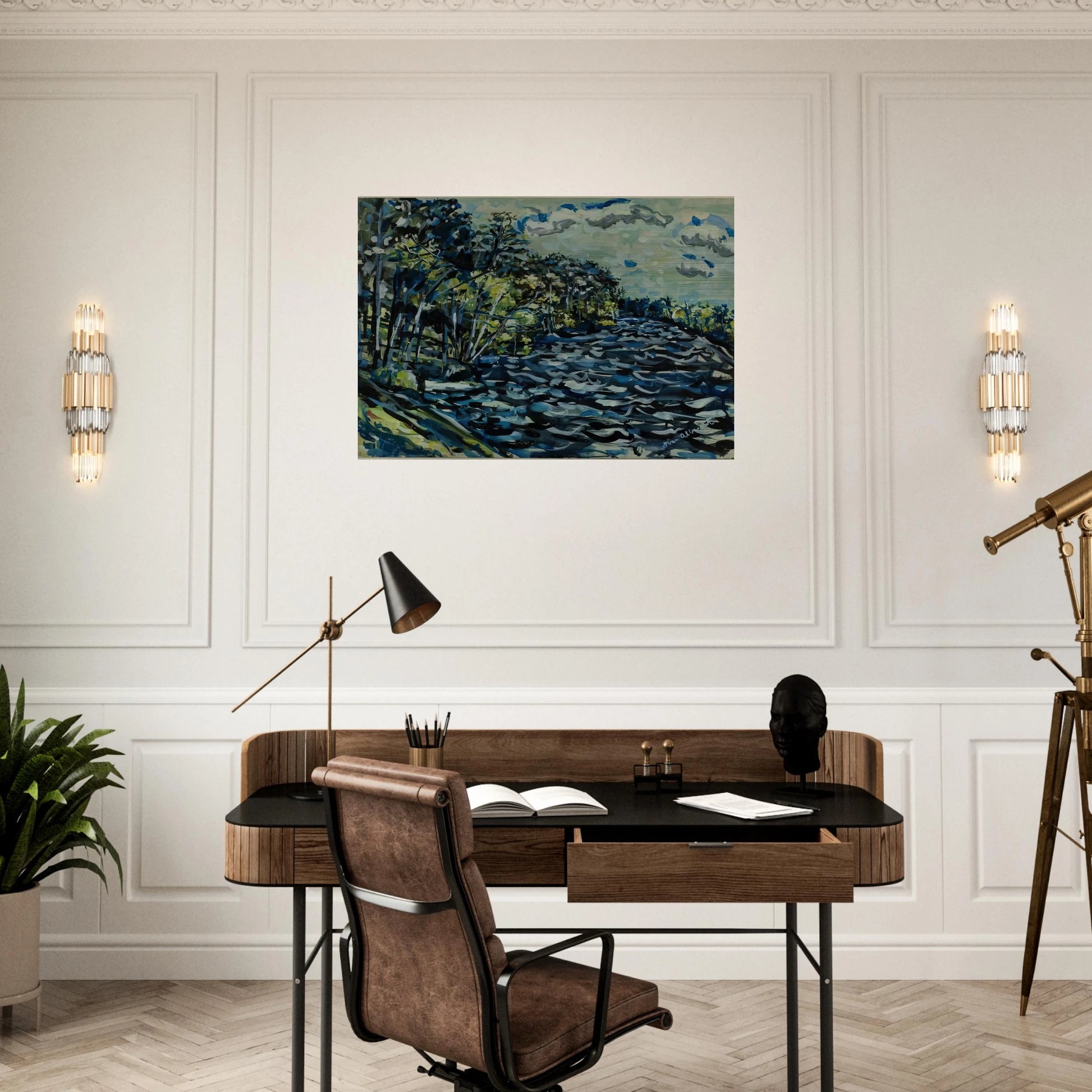 ST MARY S BLACK RIVER IS BLUE GEORGIA 1964 - Ivan Albright Brushed Aluminum Print - 70x100 cm / 28x40 inches | Ivan Albright Aluminum Print | Ivan Albright Prints