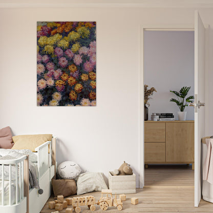 Bed of Chrysanthemums - claude monet Brushed Aluminum Print - 70x100 cm / 28x40 inches | claude monet Aluminum Print | claude monet Prints