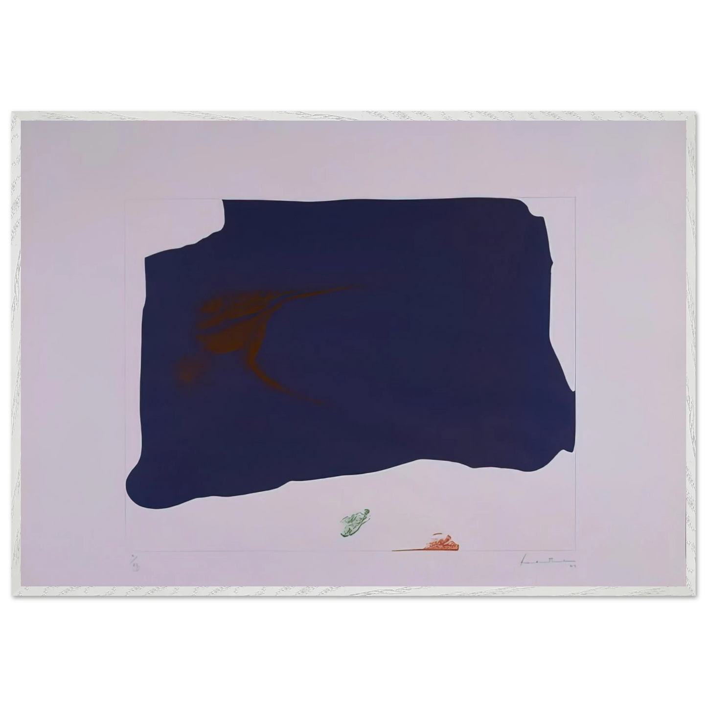 Helen Frankenthaler - Variation II on Mauve Corner - 1969 Wall art - 70x70 cm / 28x28 inches - Premium Wooden Framed Poster With Fine Art Paper-canvas - Wood frame
