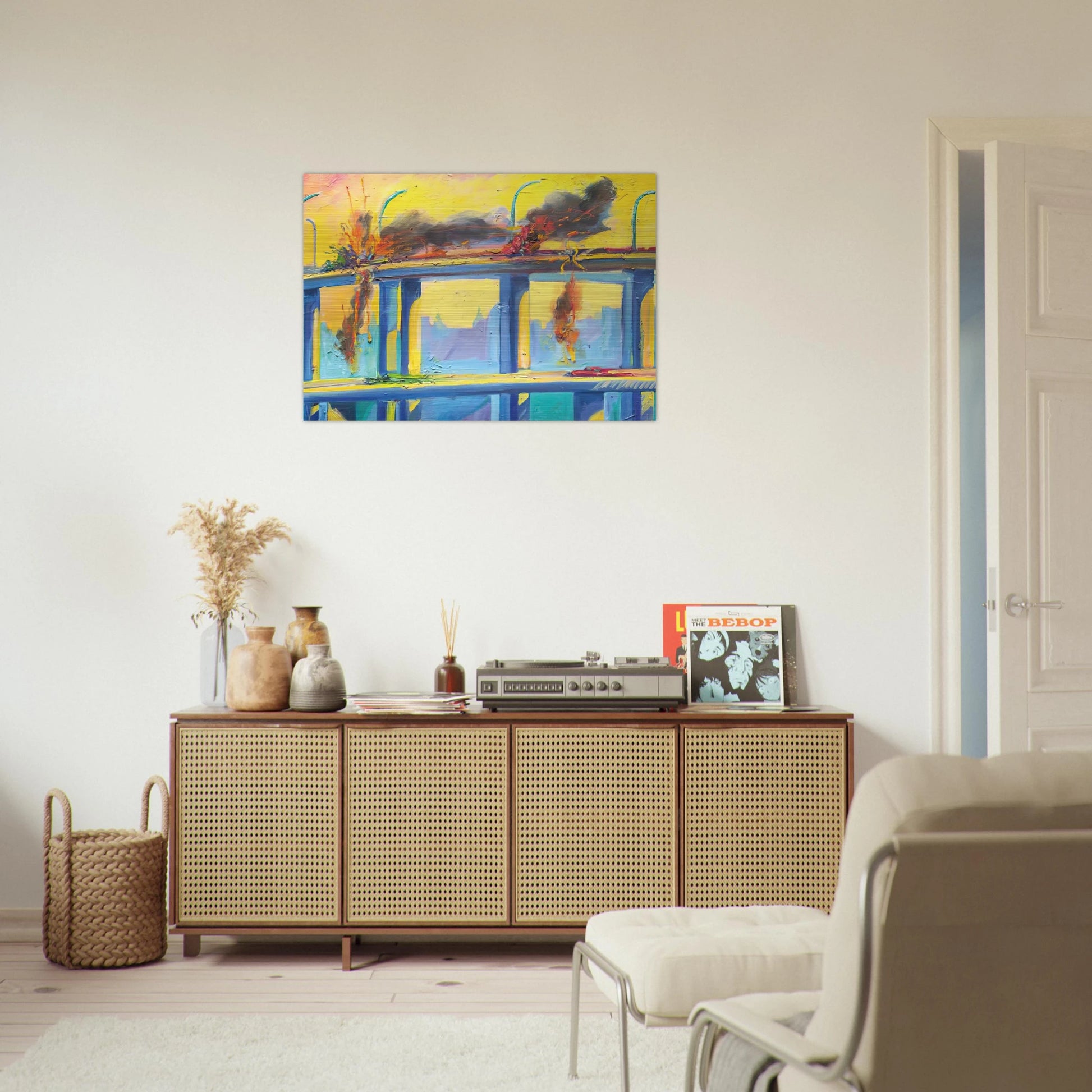 Sunset Crash - 1982 - Carlos Almaraz Brushed Aluminum Print - 70x100 cm / 28x40 inches | Carlos Almaraz Aluminum Print | Carlos Almaraz Prints