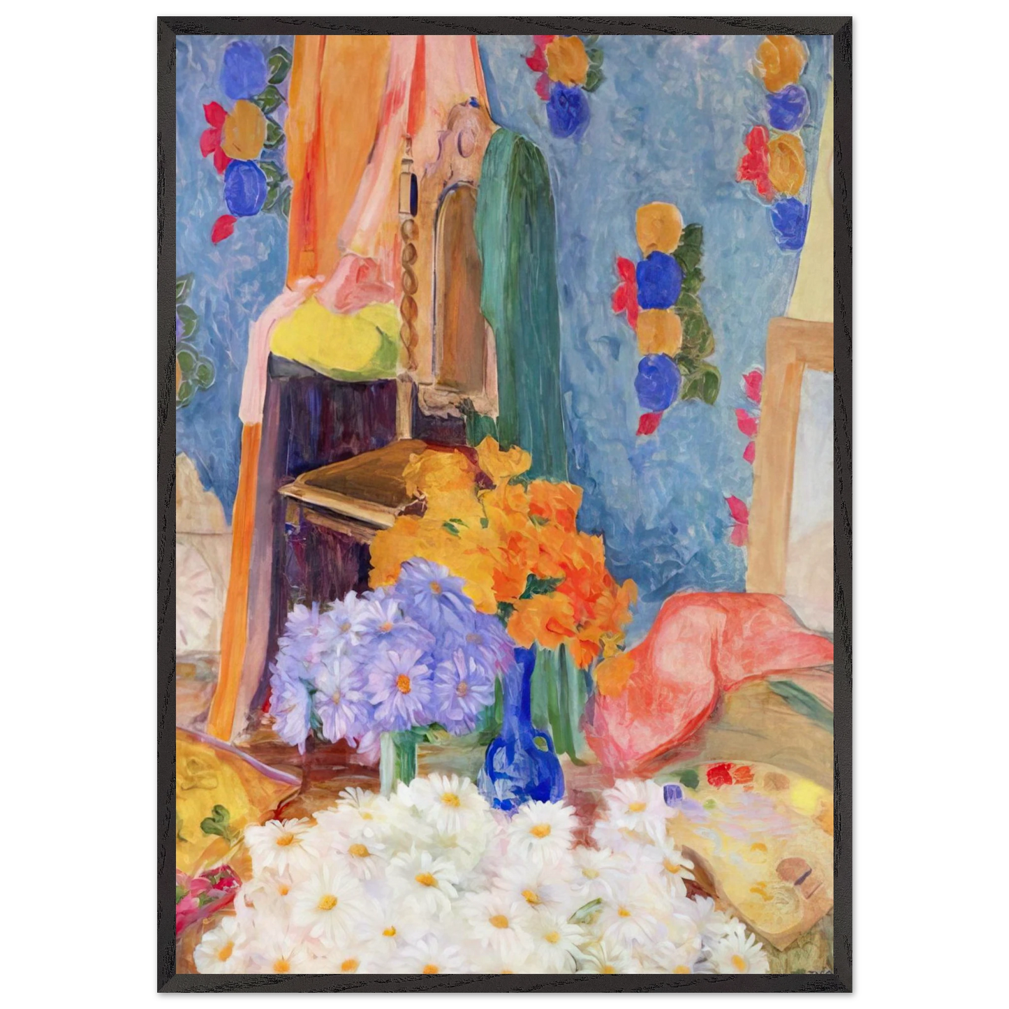 Mario De Andrades Daisies - Tarsila do Amaral 70x100 cm / 28x40 inches Framed Art Print – Black Wooden Frame