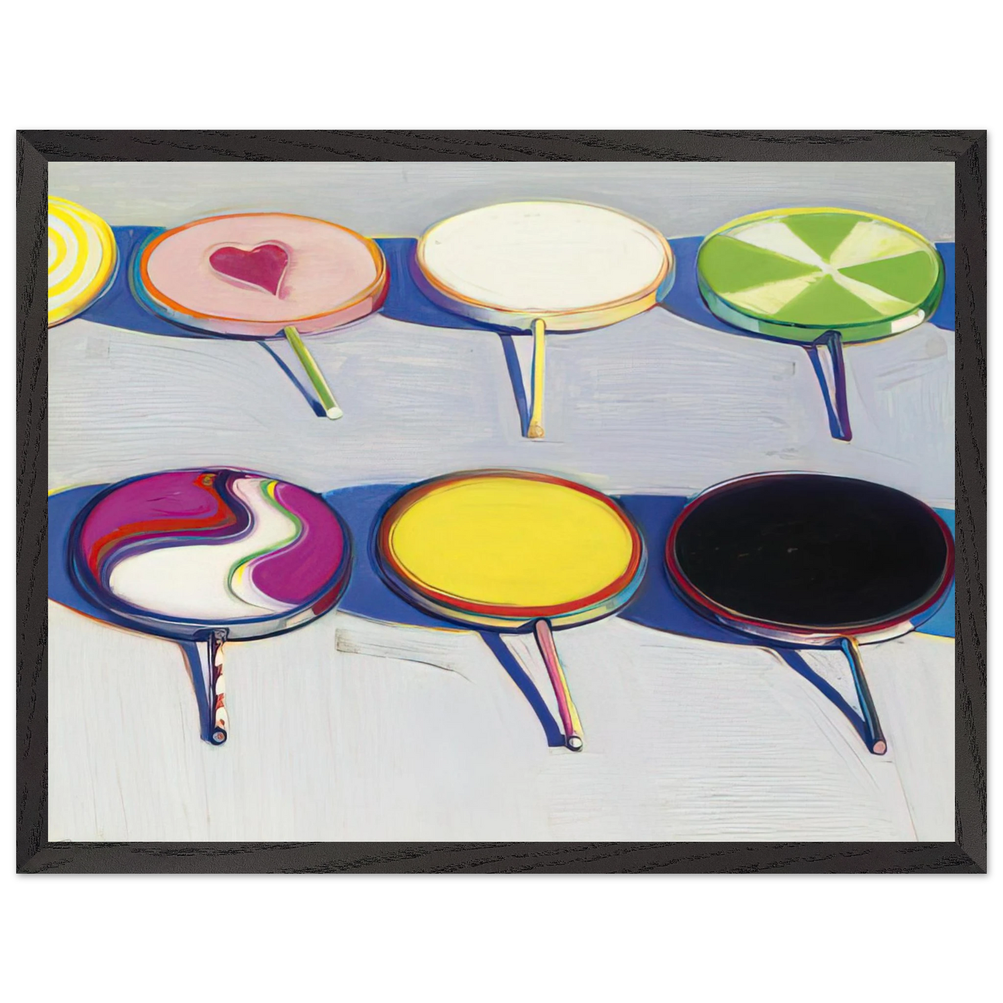 Wayne Thiebaud - Seven Suckers - 1970 Wall Art - 60x80 cm / 24x32 inches - Premium Wooden Framed Poster With Fine Art Paper-canvas - Black frame