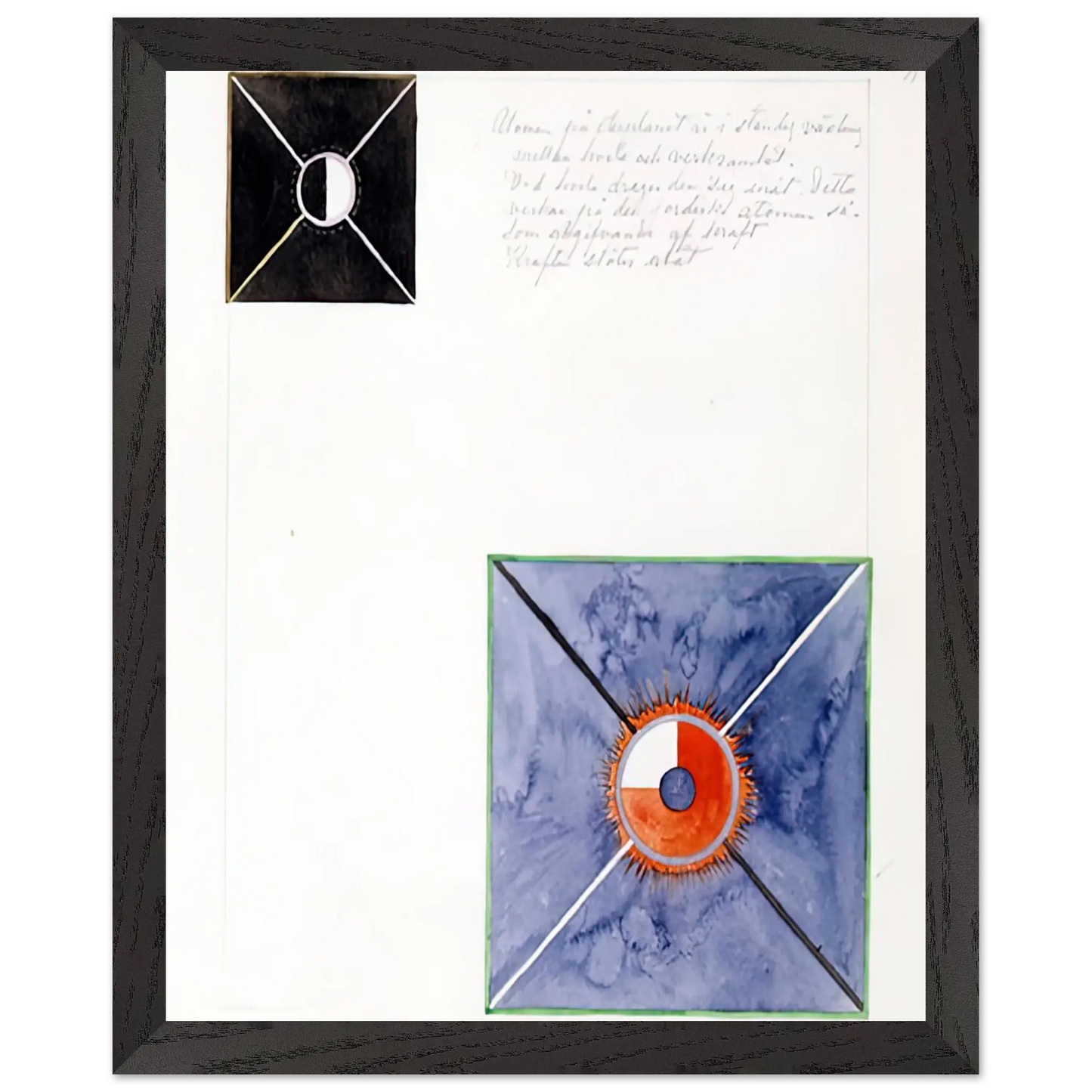 Hilma af Klint - ATOM SERIES NO 8 ATOM ON THE ETHER PLANE IS IN CONSTANT CHANGE BETWEEN REST AND ACTIVITY AT THE 1917 Wall art - 21x29.7 cm / 8x12" - Premium Wooden Framed Poster With Fine Art Paper - White frame