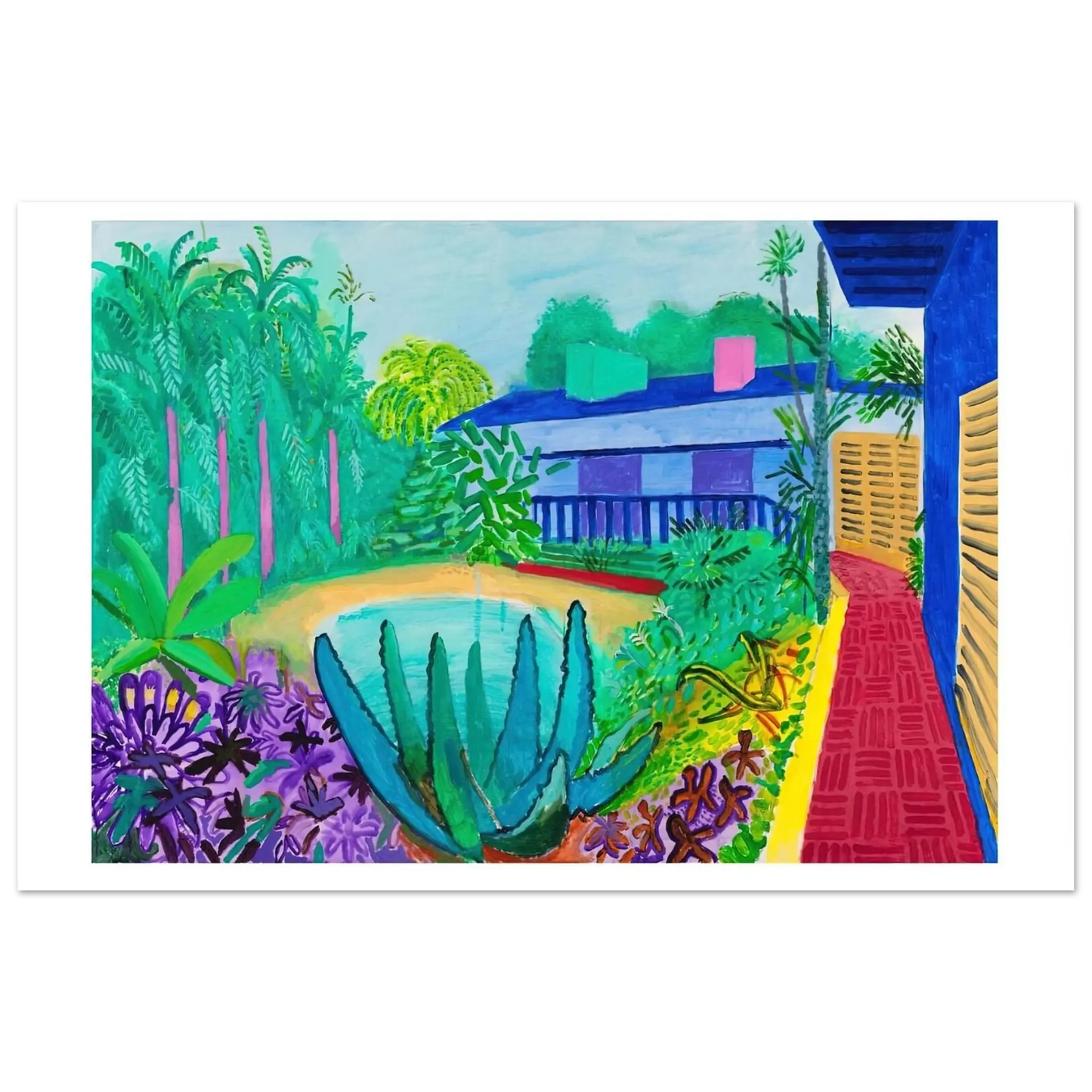 David Hockney - David Hockney Wall art - 60x80 cm / 24x32 Inches - Premium Wooden Framed Poster With Fine Art Paper - White frame