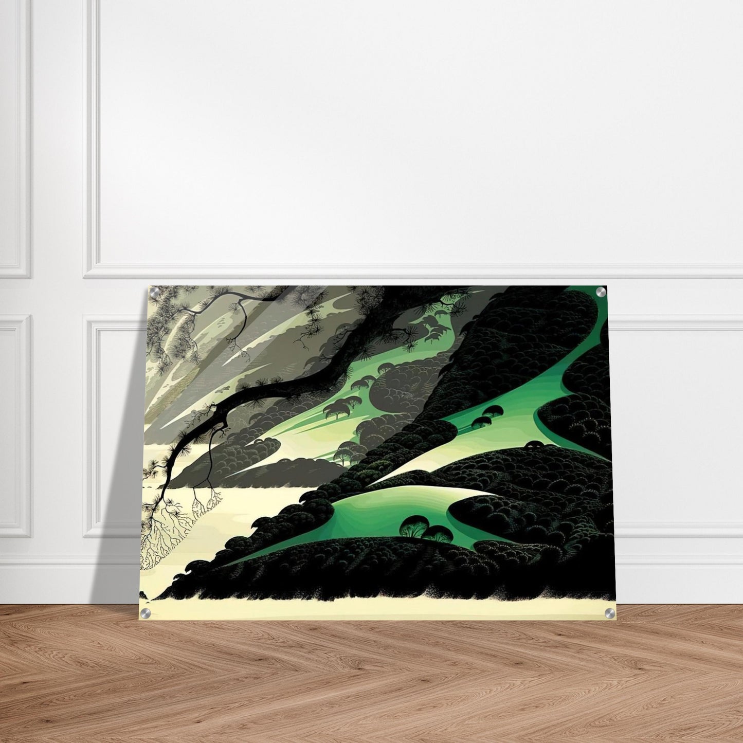 Green Big Sur - Eyvind Earle Acrylic Print - 70x100 cm / 28x40″ inches | Eyvind Earle Wall Art | Eyvind Earle Prints