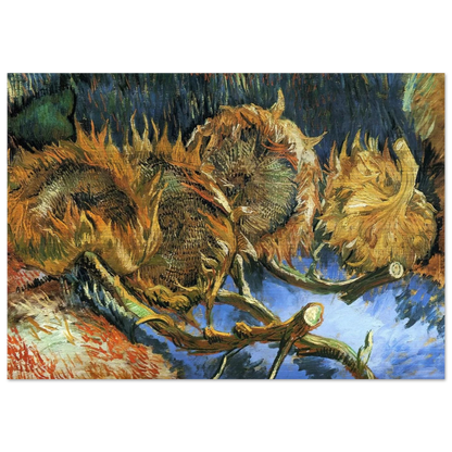 Still Life with Four Sunflowers - Vincent van Gogh Brushed Aluminum Print - 70x100 cm / 28x40 inches | Vincent van Gogh Aluminum Print | Vincent van Gogh Prints