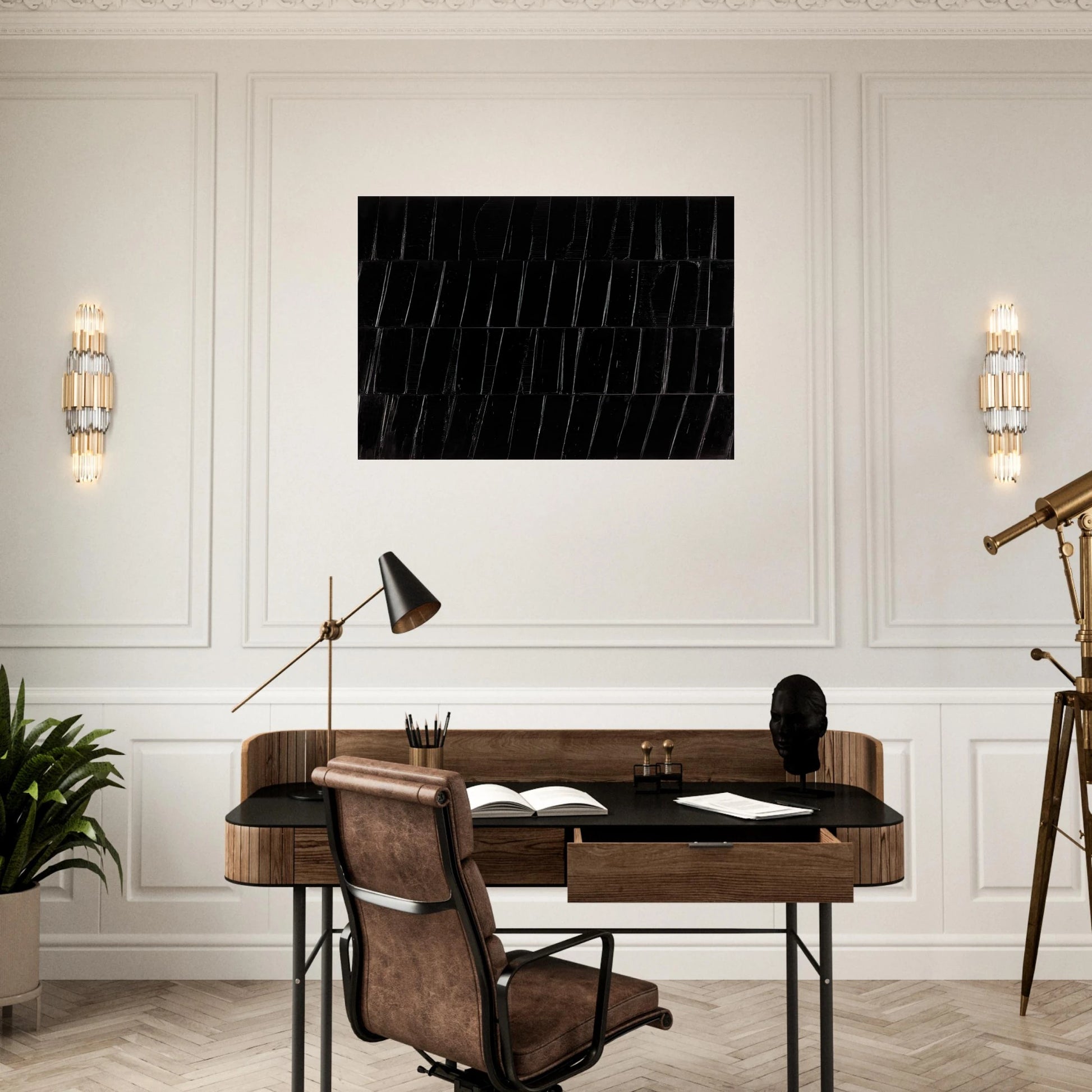 Peinture 324 x 362 cm, 1985 Polyptyque C - 1985 - Pierre Soulages Brushed Aluminum Print - 70x100 cm / 28x40 inches | Pierre Soulages Aluminum Print | Pierre Soulages Prints