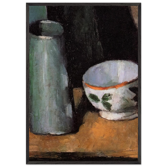 Still Life Bowl and Milk Jug - Paul Cezanne 70x100 cm / 28x40 inches Framed Art Print – Black Wooden Frame