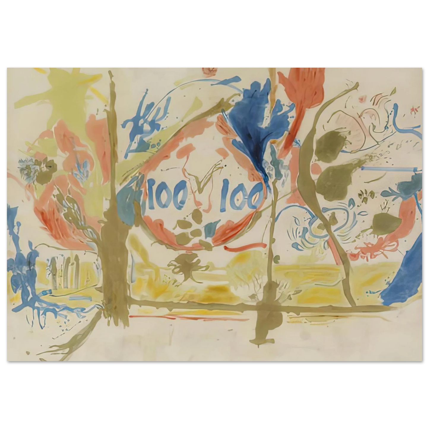 Helen Frankenthaler - Eden, 1956- Wall Art - 30x40 cm / 12x16 inches - Premium Wooden Framed Poster With Fine Art Paper-canvas - Black frame