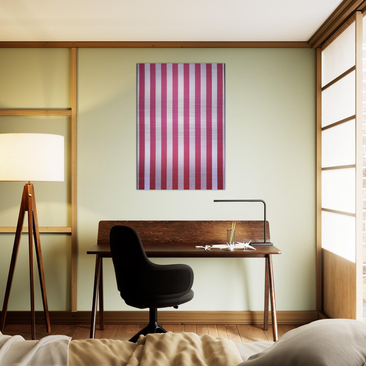 Peinture acrylique blanche sur tissu rayé blanc et rouge - 1970 - Daniel Buren Brushed Aluminum Print - 70x100 cm / 28x40 inches | Daniel Buren Aluminum Print | Daniel Buren Prints