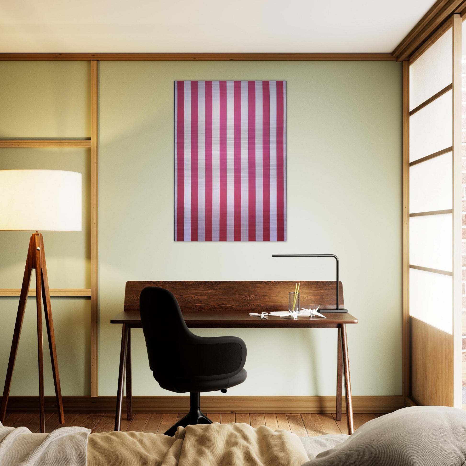 Peinture acrylique blanche sur tissu rayé blanc et rouge - 1970 - Daniel Buren Brushed Aluminum Print - 70x100 cm / 28x40 inches | Daniel Buren Aluminum Print | Daniel Buren Prints