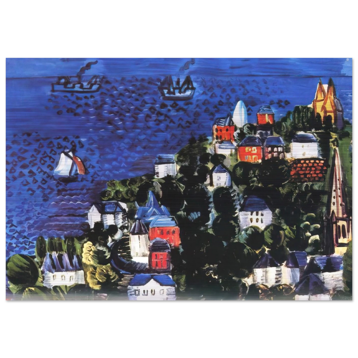 VIEW OF SAINTE ADRESSE - Raoul Dufy Brushed Aluminum Print - 70x100 cm / 28x40 inches | Raoul Dufy Aluminum Print | Raoul Dufy Prints