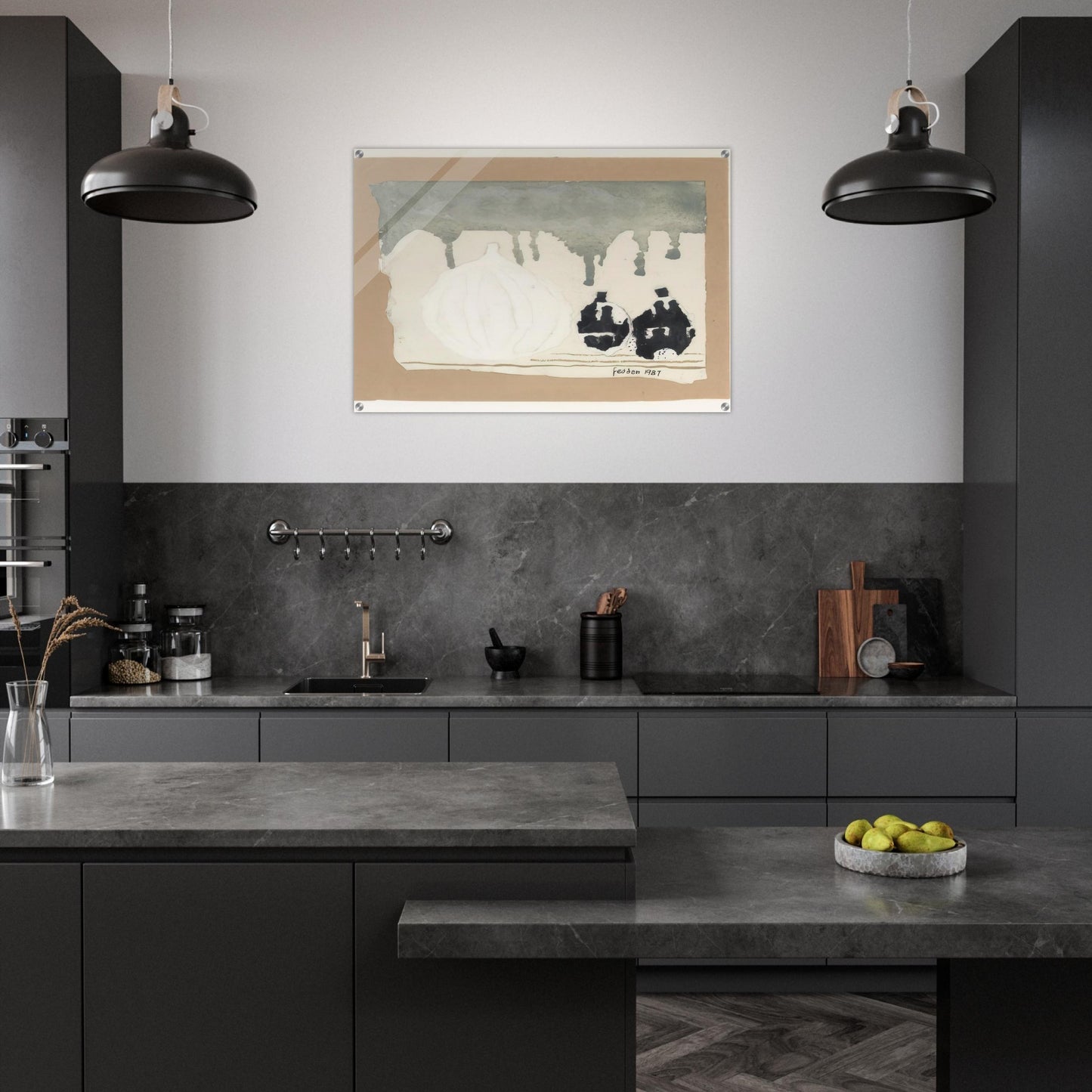 Still life with onions - 1987 - Mary Fedden Acrylic Print - 70x100 cm / 28x40″ inches
