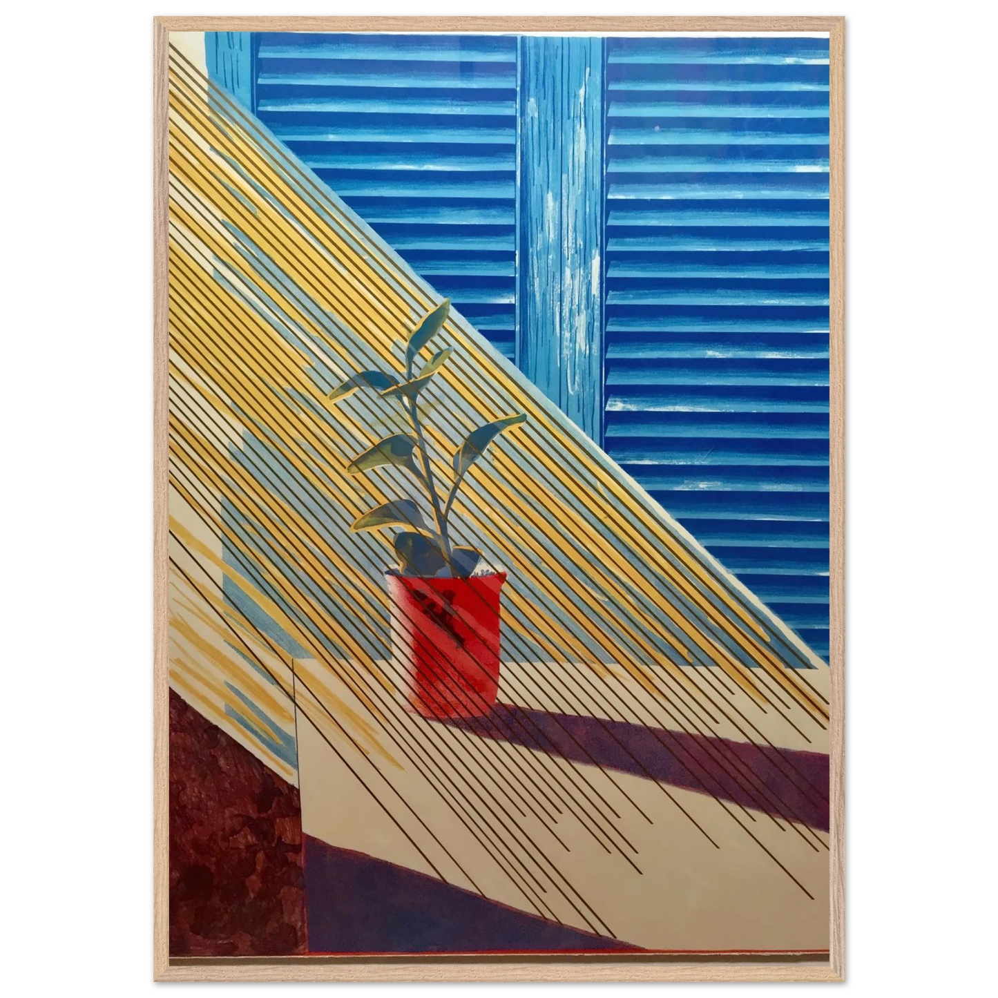 David Hockney - David Hockney Wall art - 13x18 cm / 5x7 inches - Premium Wooden Framed Poster With Fine Art Paper - Wood frame