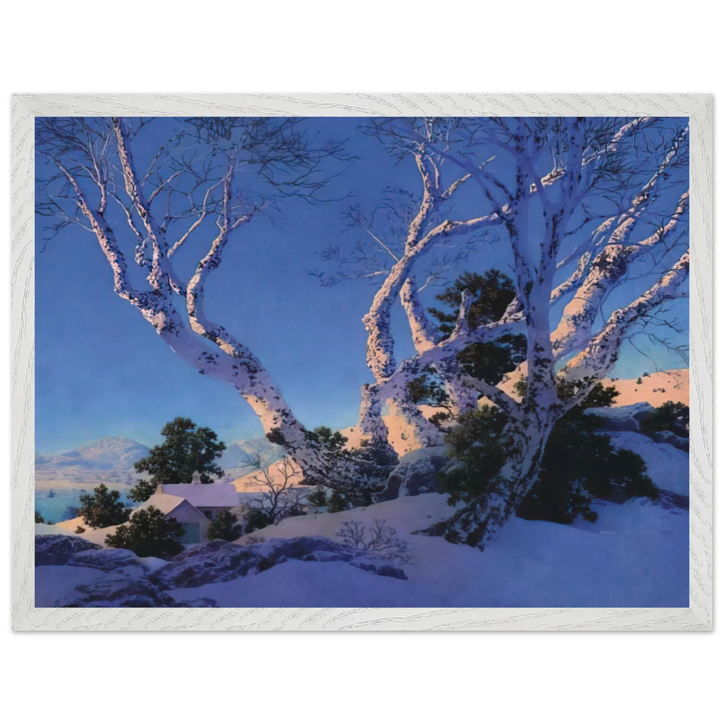 Maxfield Parrish - Birches in Winter Wall Art - 30x40 cm / 12x16 inches - Fine Art Poster - -
