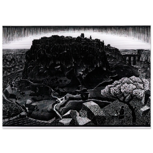 VITORCHIANO NEL CIMINO - MC Escher Brushed Aluminum Print - 70x100 cm / 28x40 inches | MC Escher Aluminum Print | MC Escher Prints
