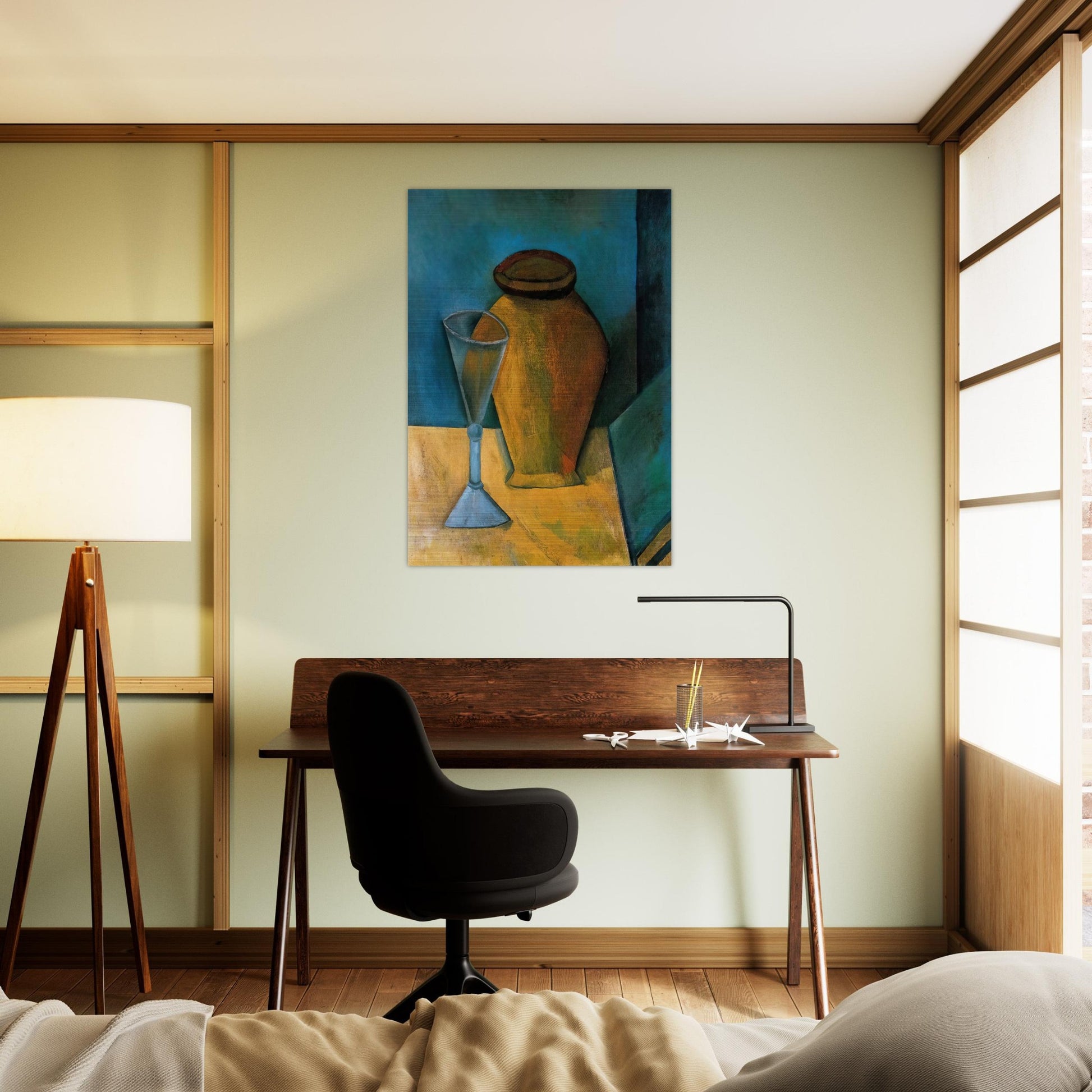 Pot, Glass and Book - 1908 - Pablo Picasso Brushed Aluminum Print - 70x100 cm / 28x40 inches | Pablo Picasso Aluminum Print | Pablo Picasso Prints