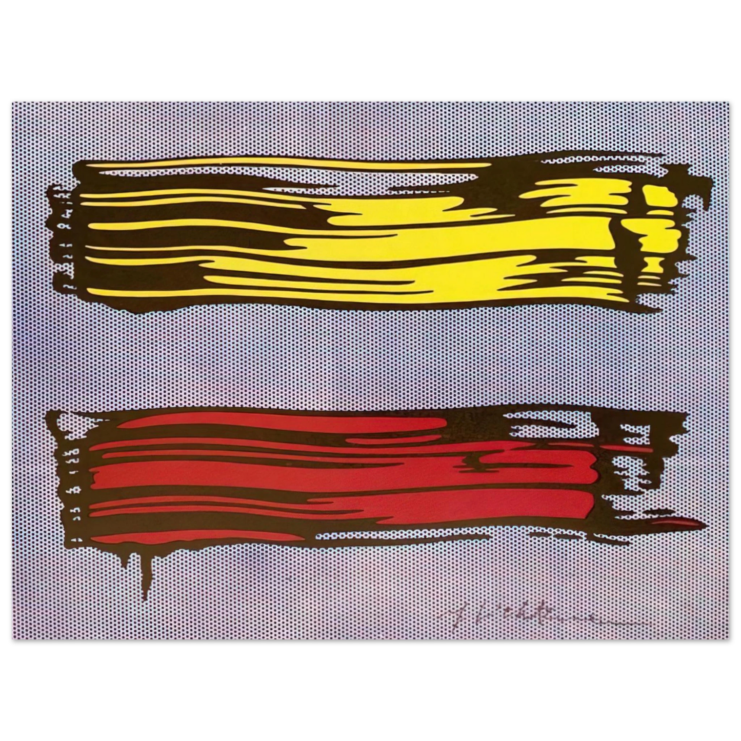 Roy Lichtenstein - YELLOW AND RED BRUSHSTROKES 1966  75x100 cm / 30x40inches Fine Art Poster