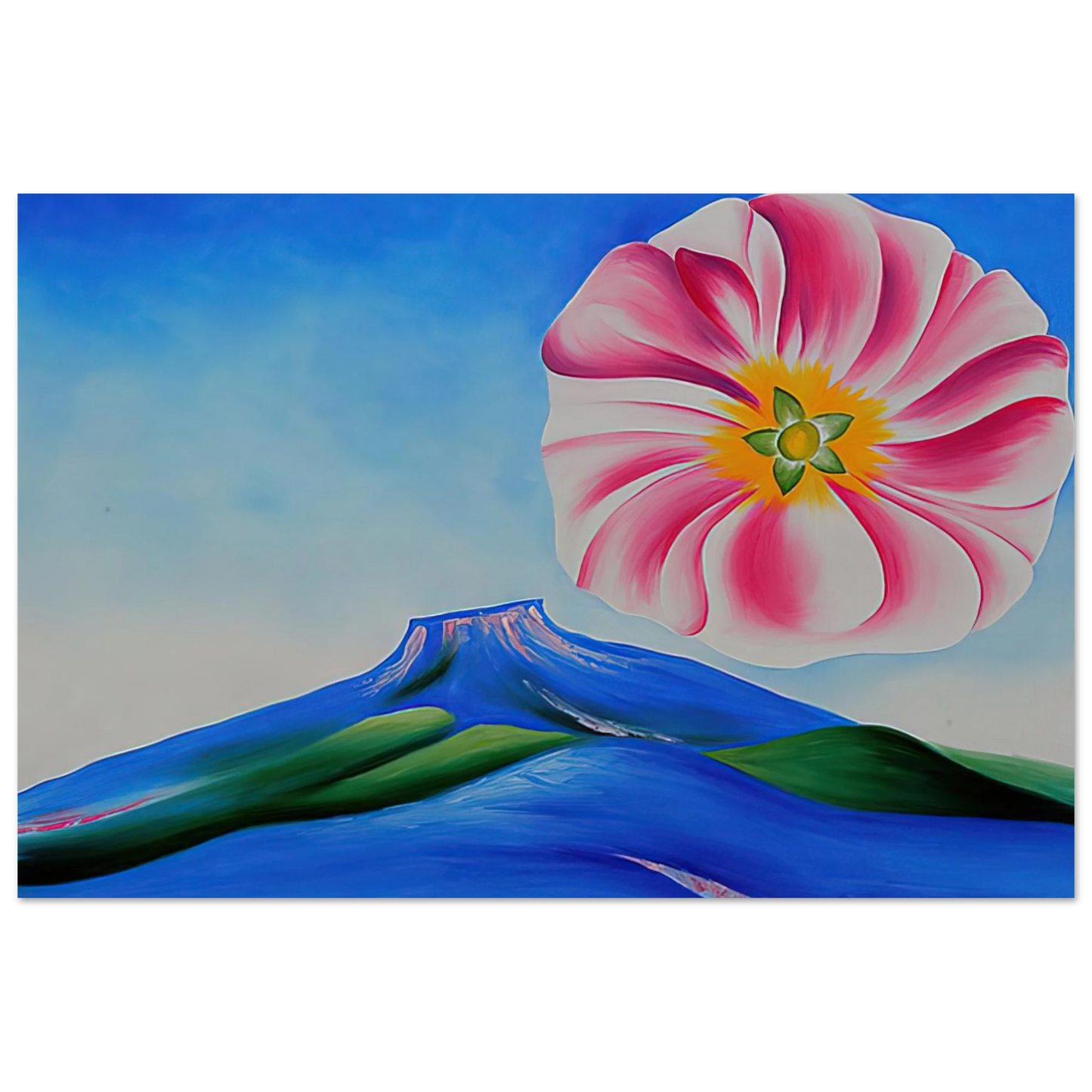 Georgia O'Keeffe - Hollyhock Pink with Pedernal Fine Art Poster