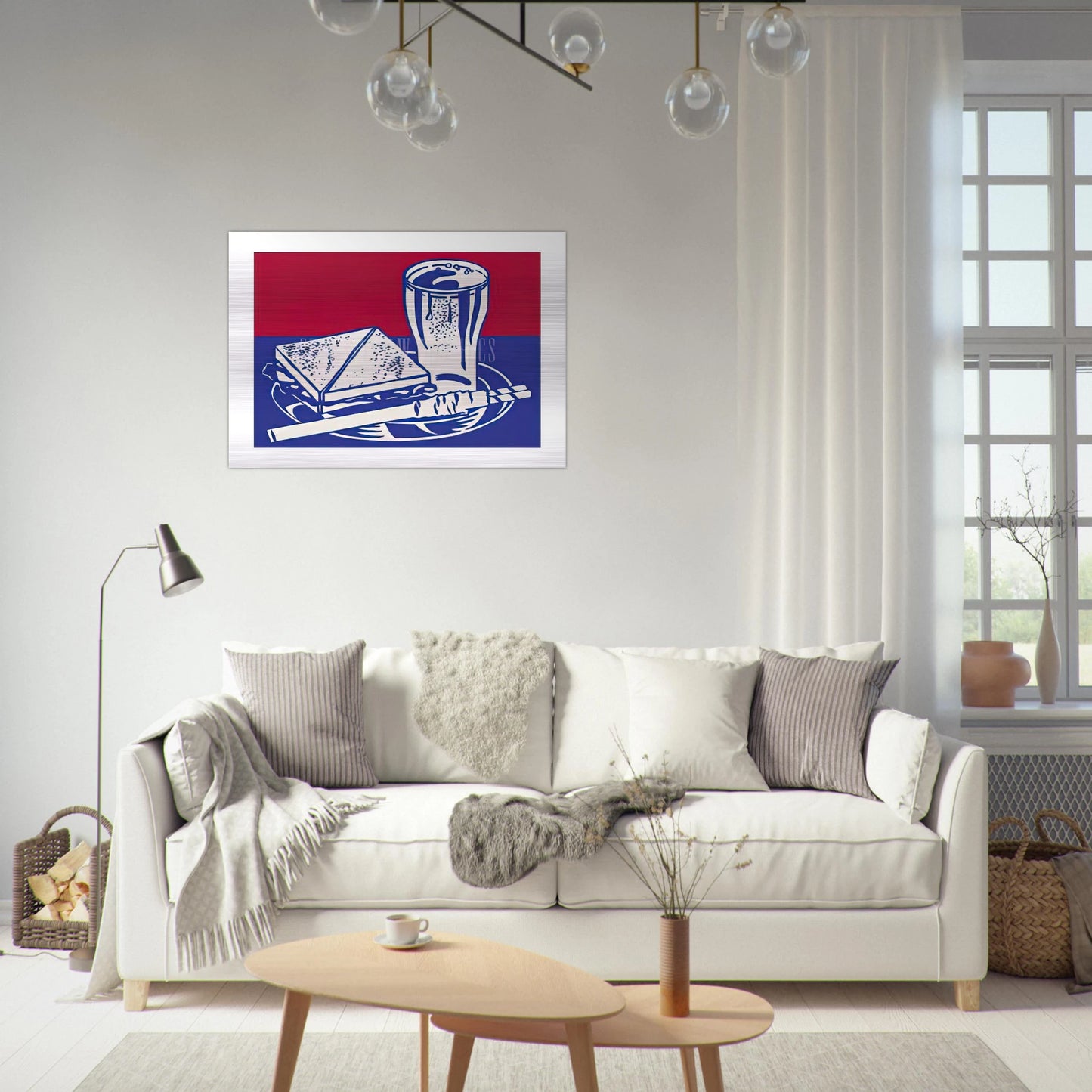 SANDWICH AND SODA 1964 - Roy Lichtenstein Brushed Aluminum Print - 70x100 cm / 28x40 inches | Roy Lichtenstein Aluminum Print | Roy Lichtenstein Prints