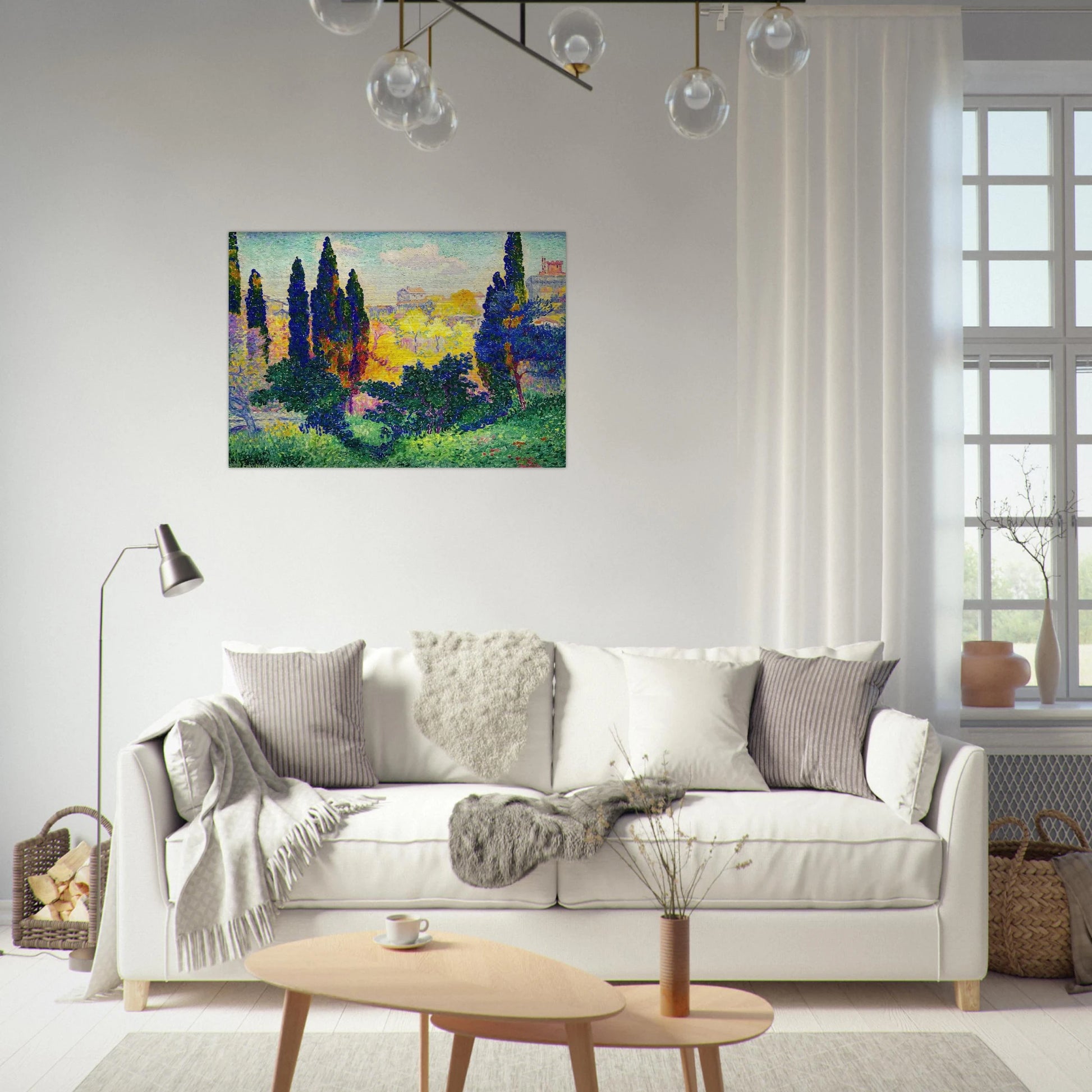 The Cypresses at Cagnes - Henri-Edmond Cross Brushed Aluminum Print - 70x100 cm / 28x40 inches | Henri-Edmond Cross Aluminum Print | Henri-Edmond Cross Prints