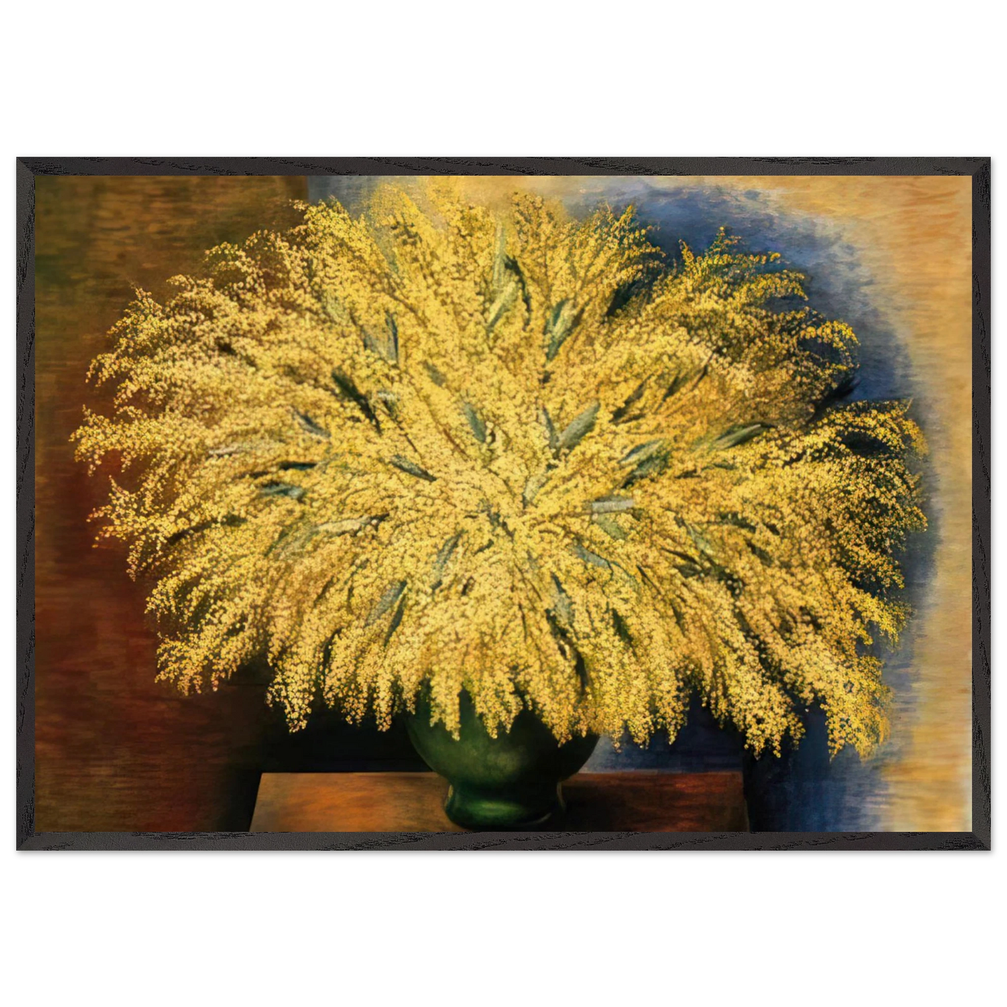 GRAND BOUQUET OF MIMOSA 1942 - Moise Kisling 70x100 cm / 28x40 inches Framed Art Print – Black Wooden Frame