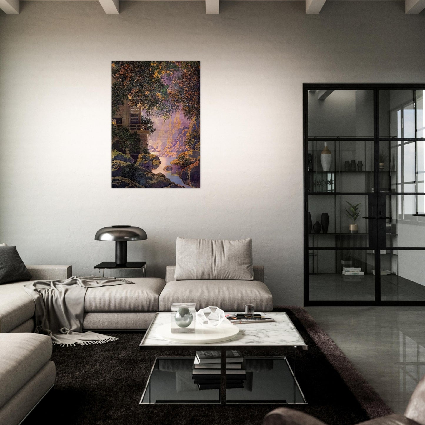 The Old Glen Mill Large - Maxfield Parrish Brushed Aluminum Print - 70x100 cm / 28x40 inches | Maxfield Parrish Aluminum Print | Maxfield Parrish Prints