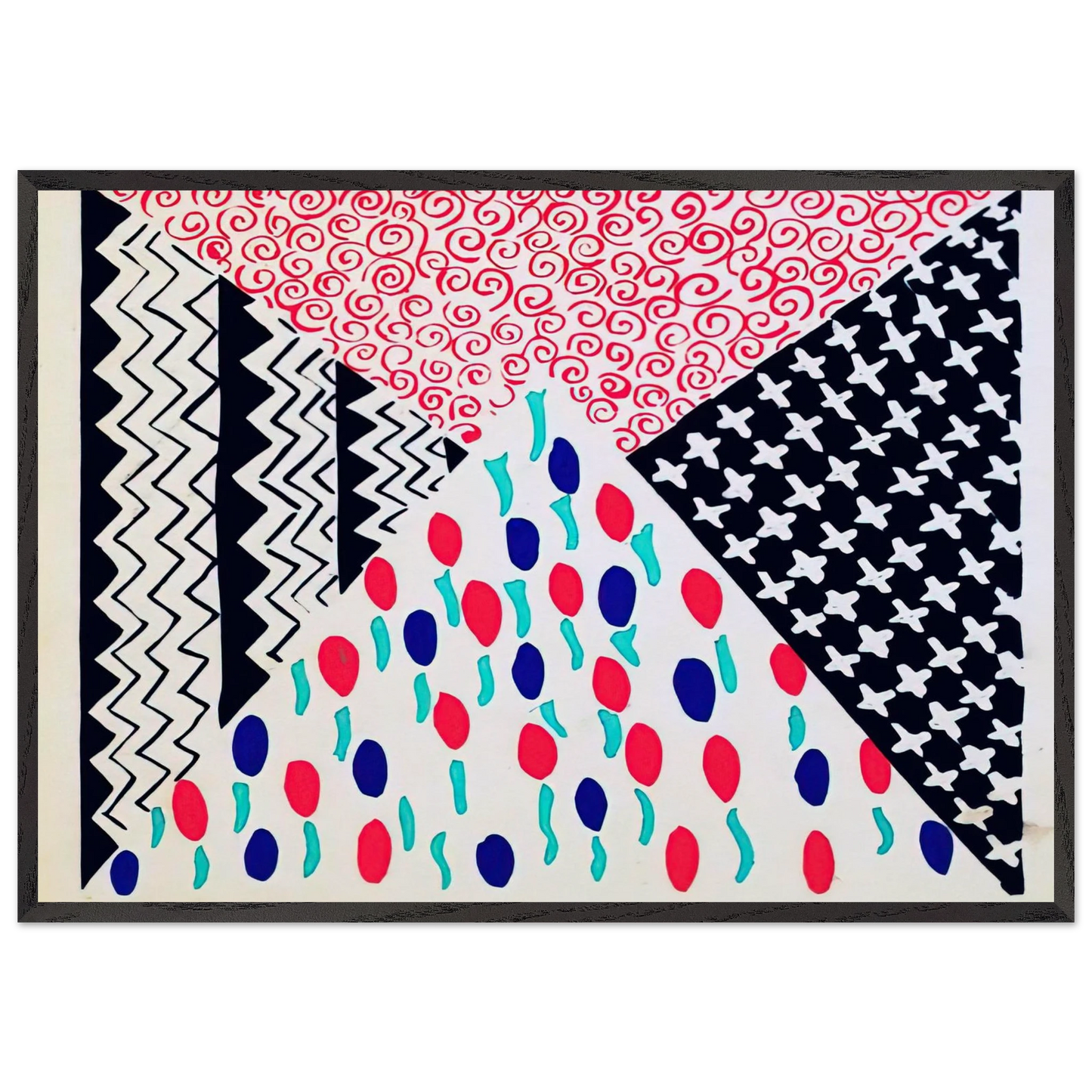 COMPOSITION 39 - Sonia Delaunay 70x100 cm / 28x40 inches Framed Art Print – Black Wooden Frame