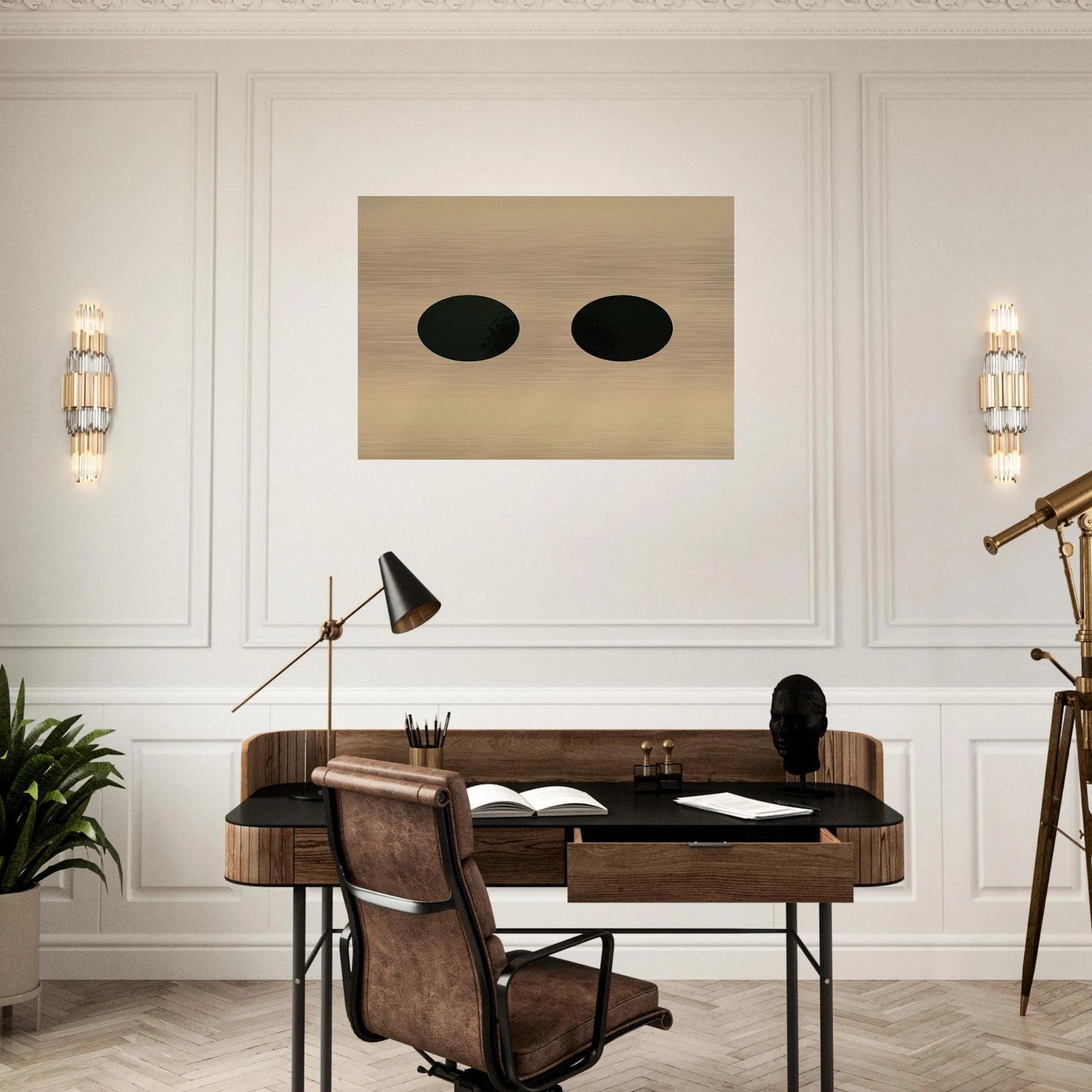 Two Circles - 1950 - Alexander Liberman Brushed Aluminum Print - 70x100 cm / 28x40 inches | Alexander Liberman Aluminum Print | Alexander Liberman Prints
