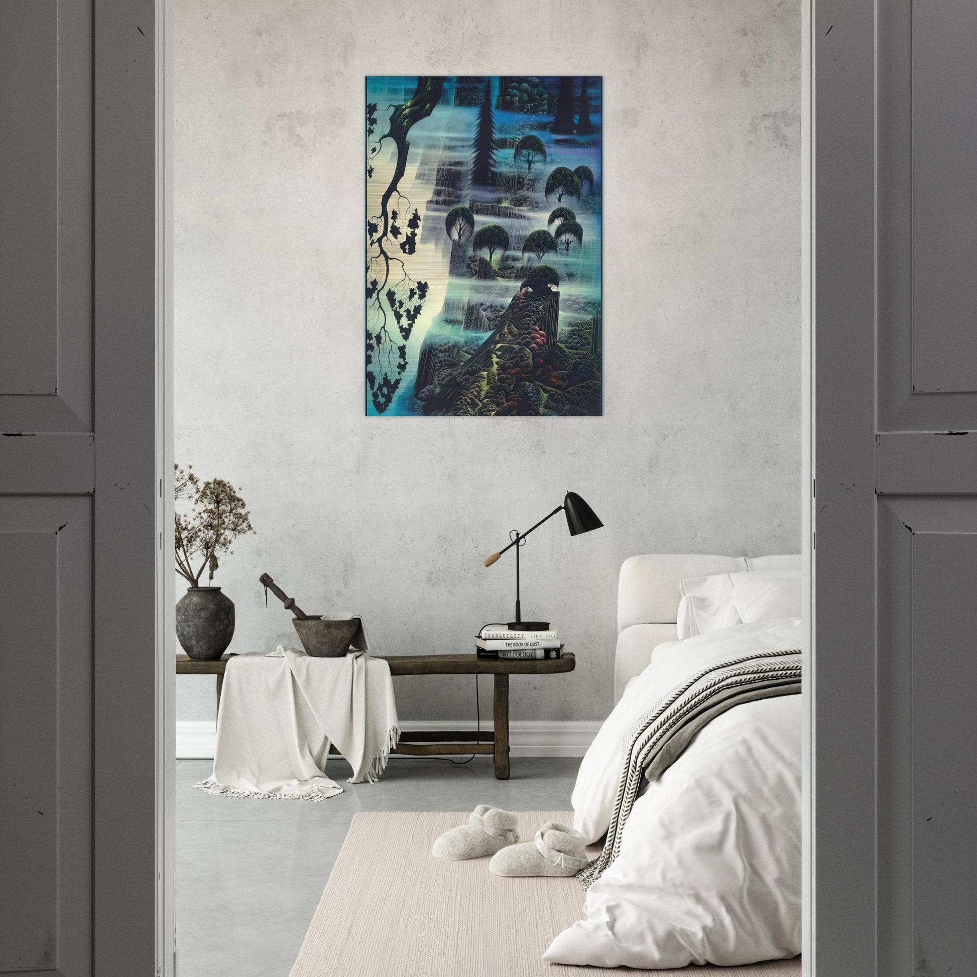 Surf Wind and Fog - Eyvind Earle Brushed Aluminum Print - 70x100 cm / 28x40 inches | Eyvind Earle Aluminum Print | Eyvind Earle Prints