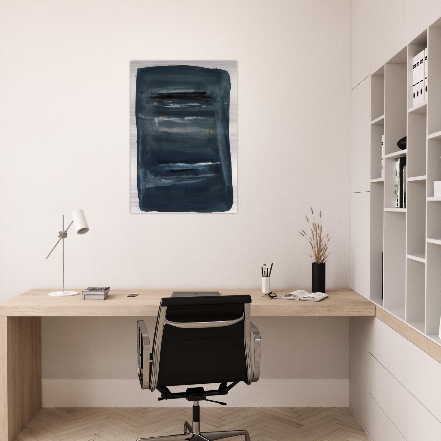 Abstract with Blue and Black - Abstract Expressionism - Larry Zox Brushed Aluminum Print - 70x100 cm / 28x40 inches | Larry Zox Aluminum Print | Larry Zox Prints