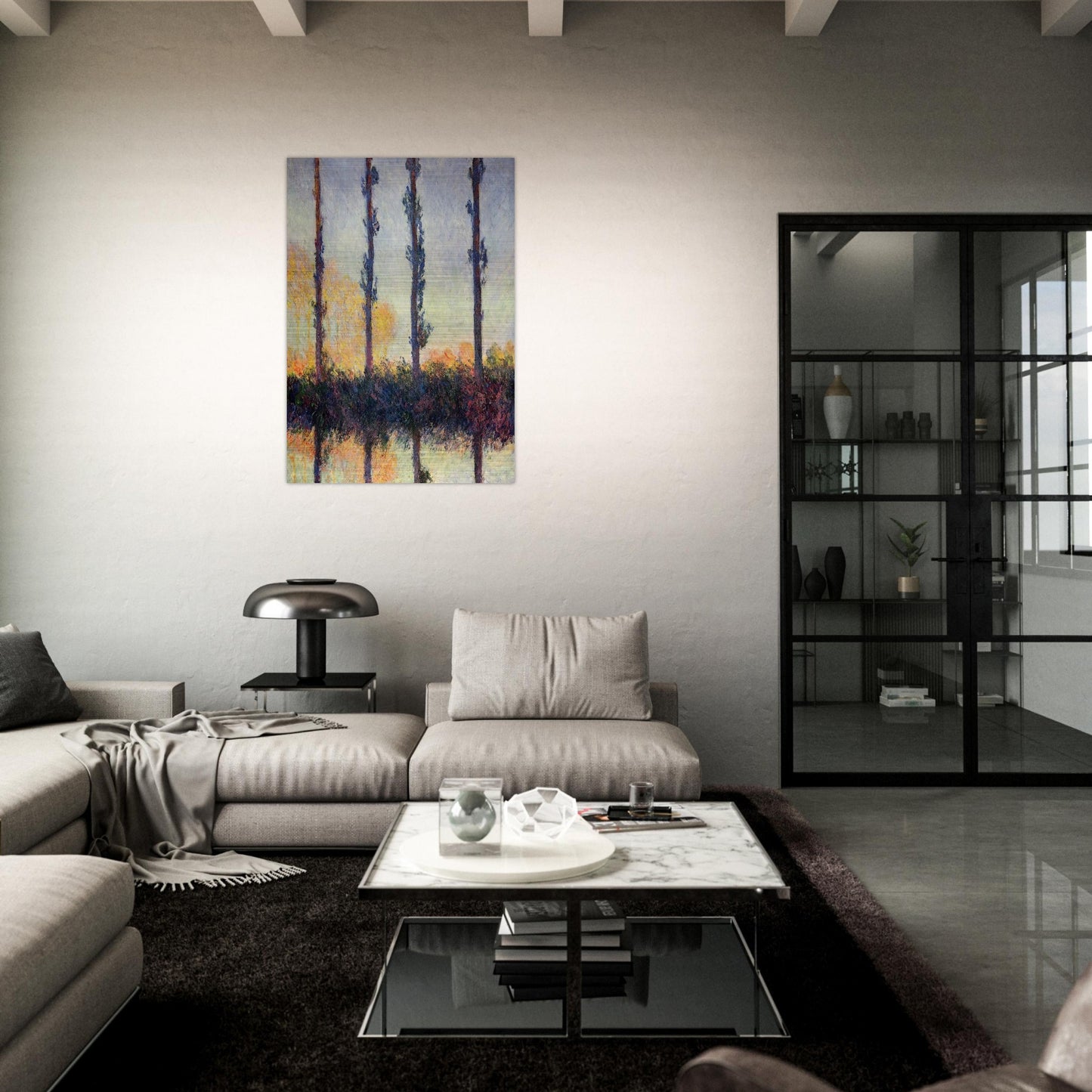Poplars Four Trees - claude monet Brushed Aluminum Print - 70x100 cm / 28x40 inches | claude monet Aluminum Print | claude monet Prints