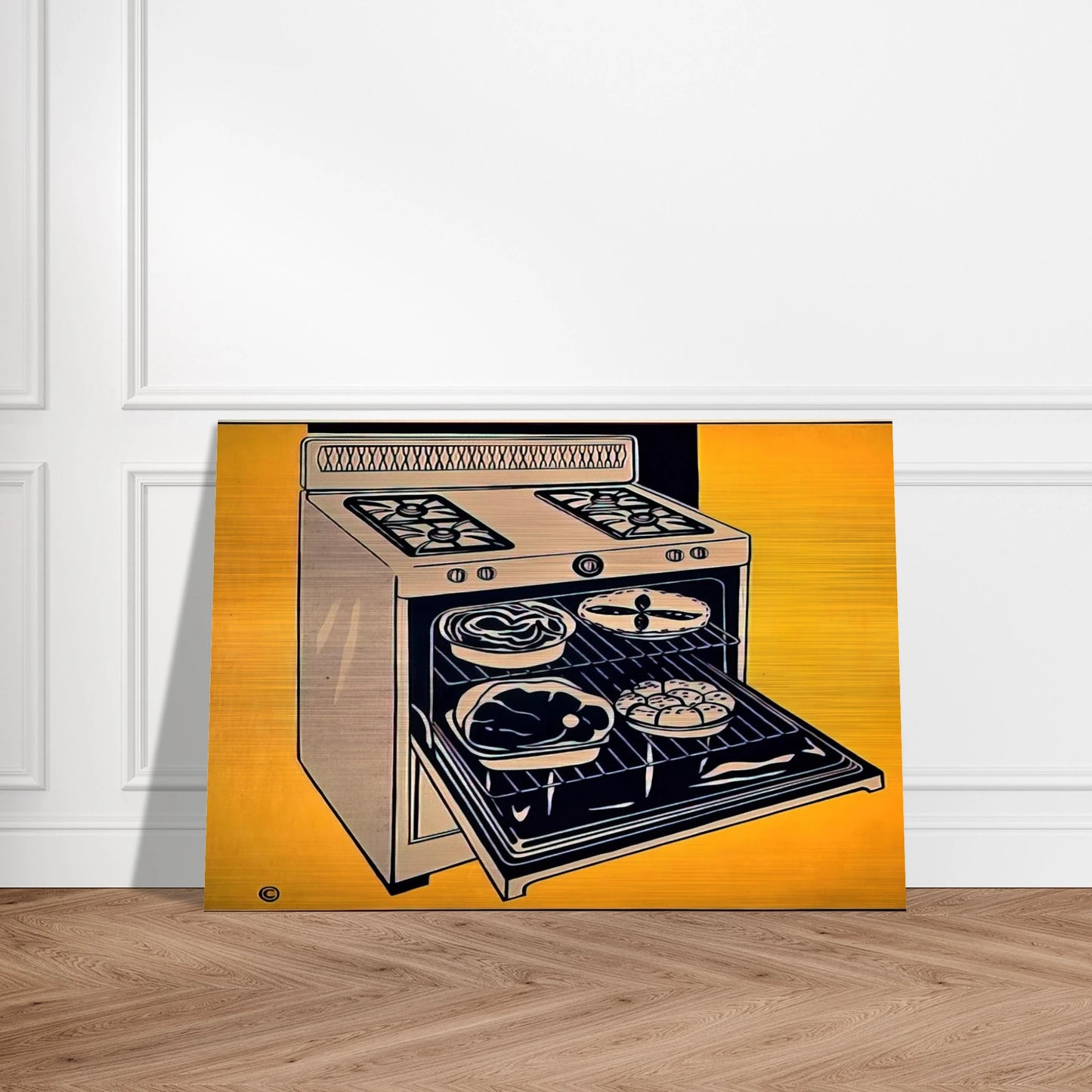 KITCHEN RANGE 1962 - Roy Lichtenstein Brushed Aluminum Print - 70x100 cm / 28x40 inches | Roy Lichtenstein Aluminum Print | Roy Lichtenstein Prints