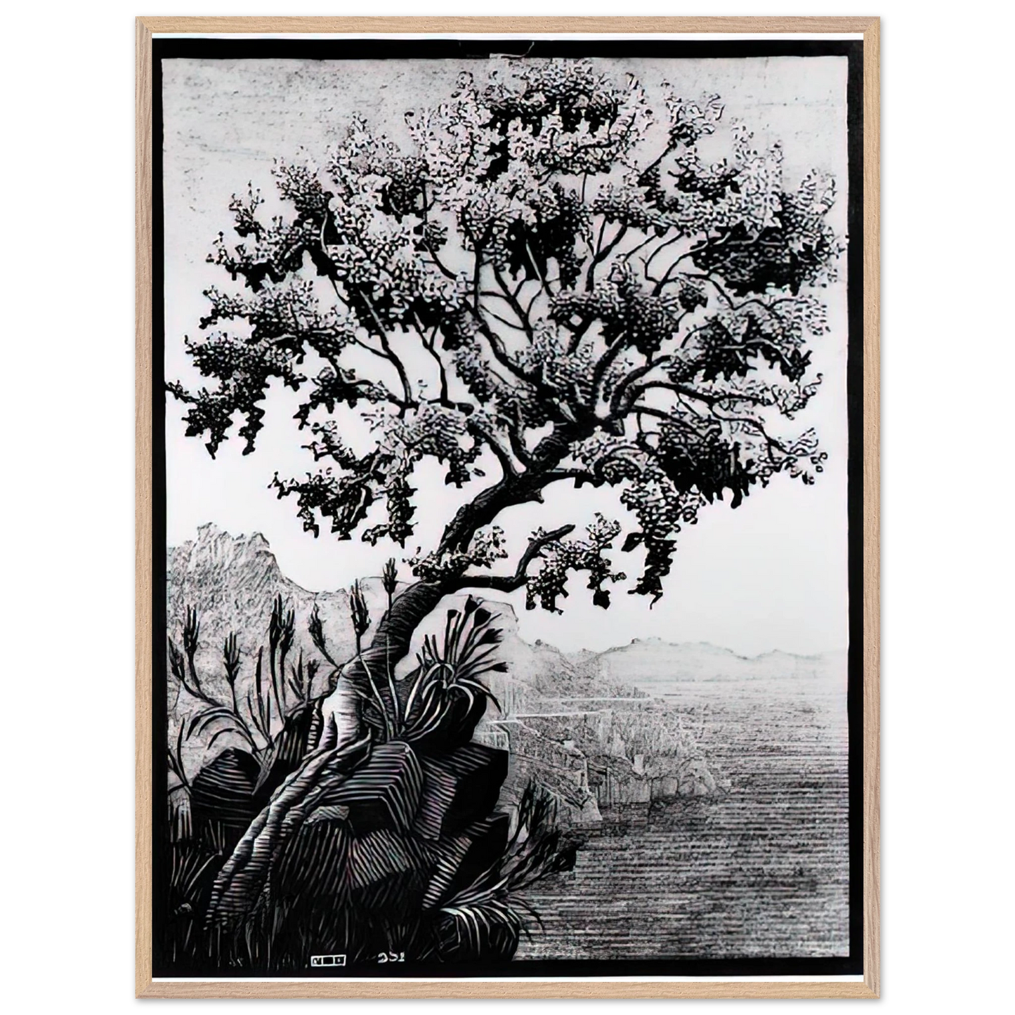 MC Escher - ESCHER (14) Wall Art - 21x29.7 cm / 8x12" - Premium Wooden Framed Poster With Fine Art Paper-canvas - Black frame
