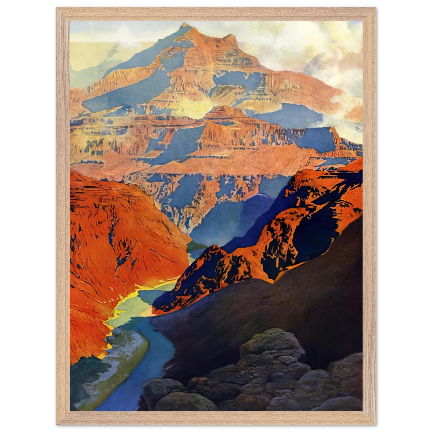 Maxfield Parrish - Grand Canyon Wall Art - 30x40 cm / 12x16 inches - Premium Wooden Framed Poster With Fine Art Paper-canvas - Wood frame