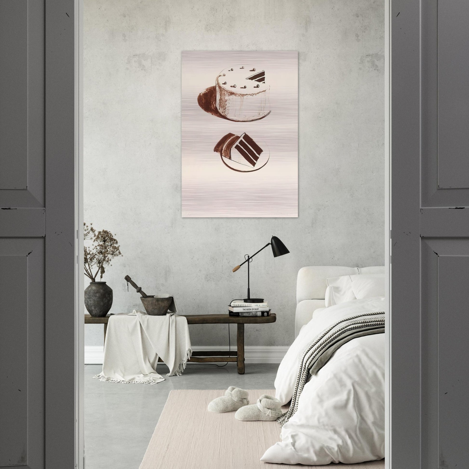 Chocolate Cake - 1971 - Wayne Thiebaud Brushed Aluminum Print - 70x100 cm / 28x40 inches | Wayne Thiebaud Aluminum Print | Wayne Thiebaud Prints