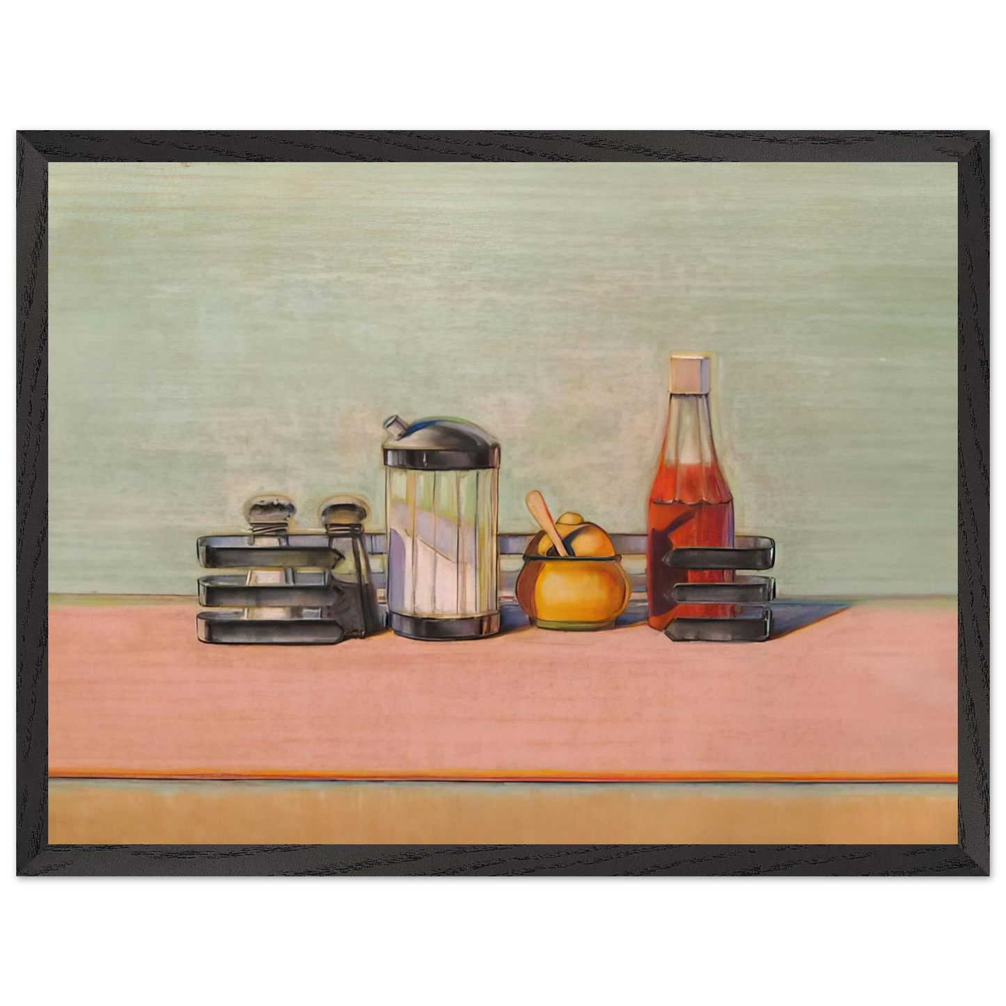 Wayne Thiebaud - Caged Condiments - 2000 Wall Art - 60x80 cm / 24x32 inches - Premium Wooden Framed Poster With Fine Art Paper - White frame