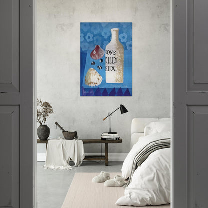 Still life with bottle and shells - 2006 - Mary Fedden Brushed Aluminum Print - 70x100 cm / 28x40 inches | Mary Fedden Aluminum Print | Mary Fedden Prints