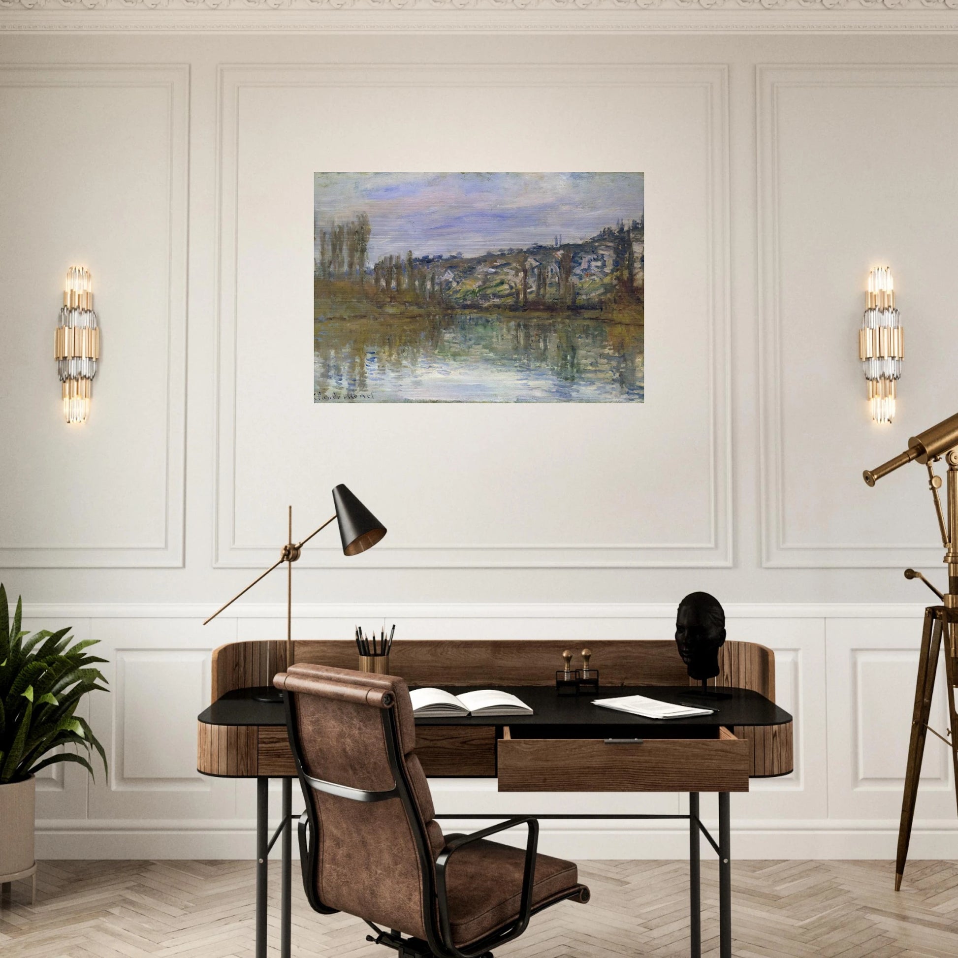 The Seine near Vetheuil - claude monet Brushed Aluminum Print - 70x100 cm / 28x40 inches | claude monet Aluminum Print | claude monet Prints