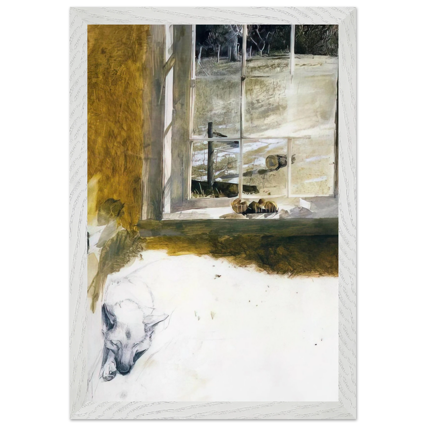 Andrew Wyeth - GROUNDHOG DAY 3 Wall Art - 21x29.7 cm / 8x12" - Premium Wooden Framed Poster With Fine Art Paper-canvas - Black frame