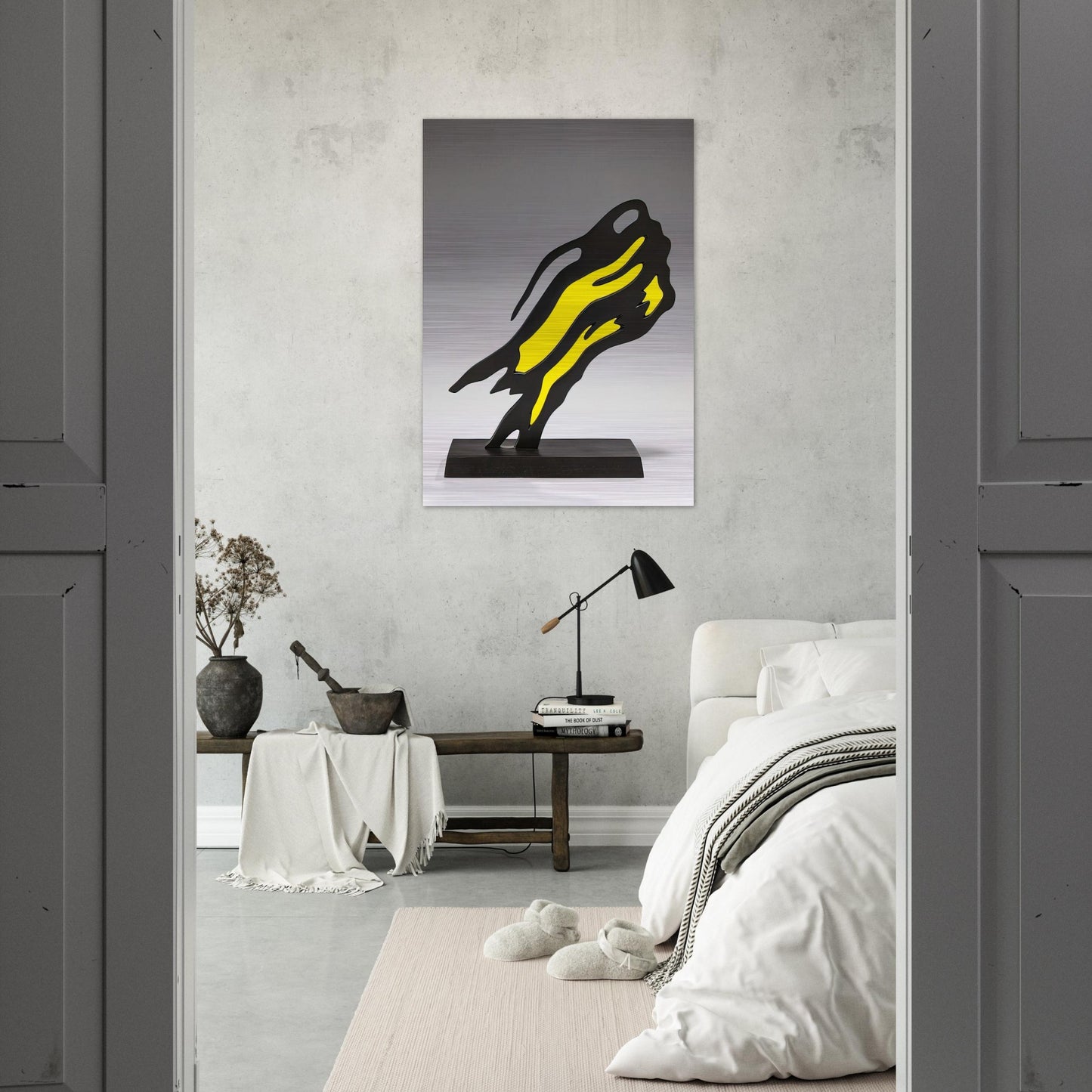 WEISMAN AWARD YELLOW BRUSHSTROKE 1991 - Roy Lichtenstein Brushed Aluminum Print - 70x100 cm / 28x40 inches | Roy Lichtenstein Aluminum Print | Roy Lichtenstein Prints
