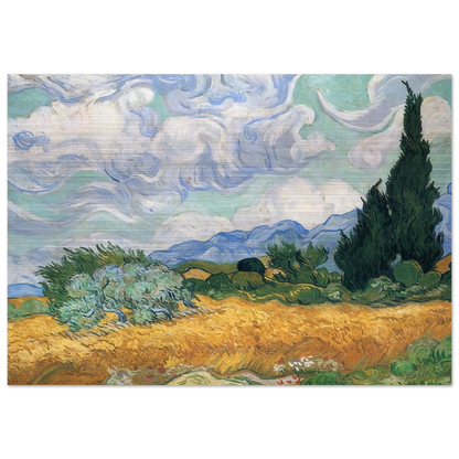 Wheatfield with cypress tree - Vincent van Gogh Brushed Aluminum Print - 70x100 cm / 28x40 inches | Vincent van Gogh Aluminum Print | Vincent van Gogh Prints