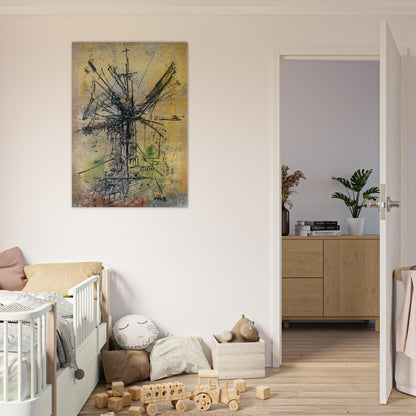 The Windmill - 1951 - Wols Brushed Aluminum Print - 70x100 cm / 28x40 inches | Wols Aluminum Print | Wols Prints