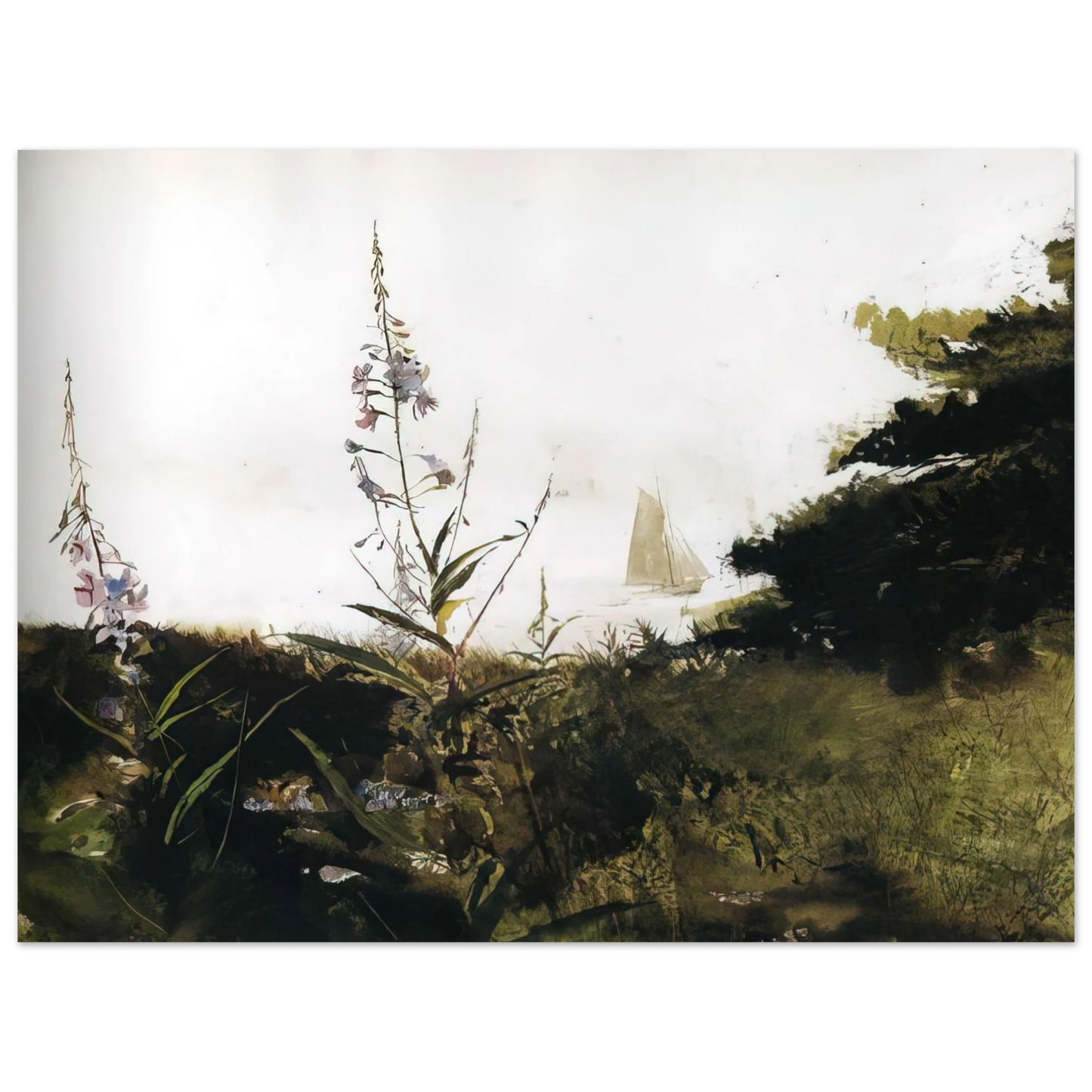 Andrew Wyeth - UNDER SAIL Wall Art - 30x40 cm / 12x16 inches - Premium Wooden Framed Poster With Fine Art Paper-canvas - Wood frame