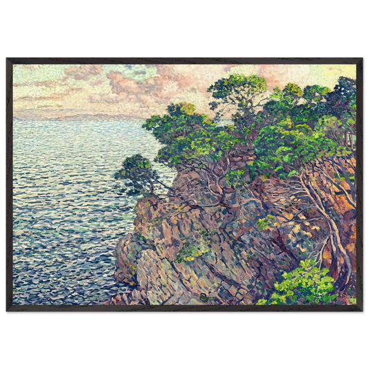 THE POINT OF ROSSIGNOL 1905 - Theo van Rysselberghe 70x100 cm / 28x40 inches Framed Art Print – Black Wooden Frame